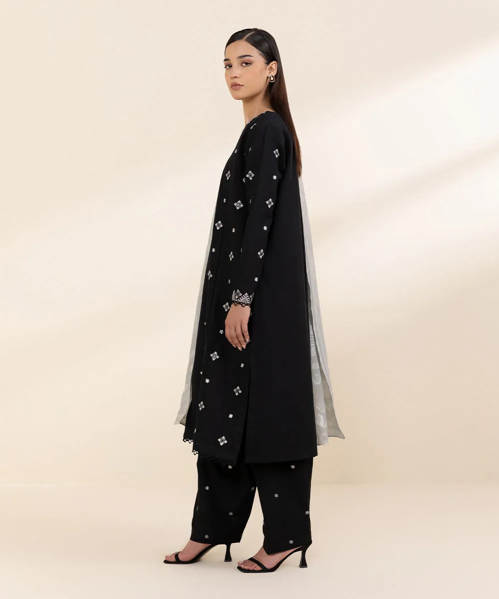 3 Piece - Embroidered Khaddar Suit