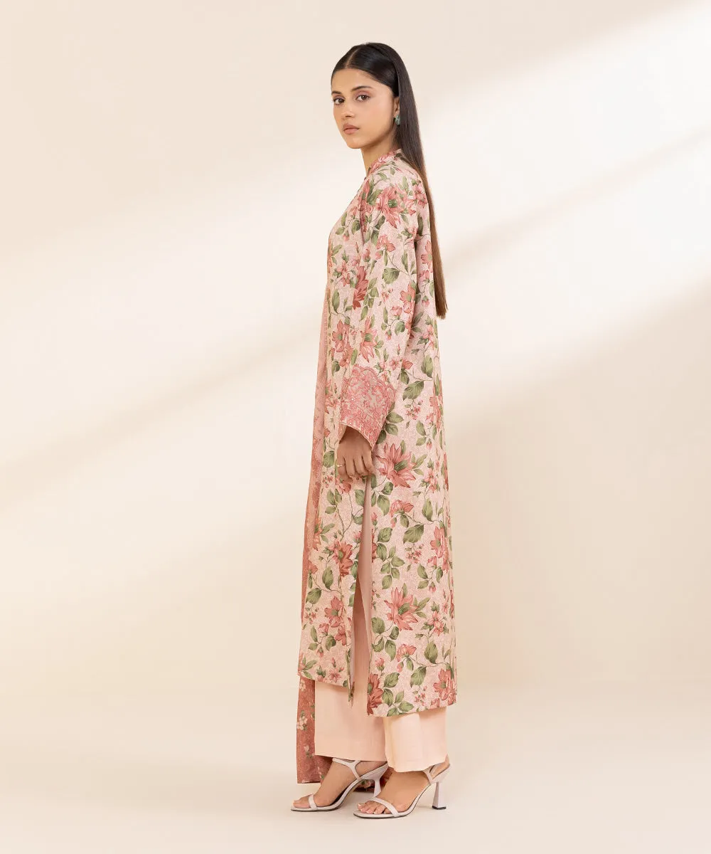 3 Piece - Embroidered Linen Suit