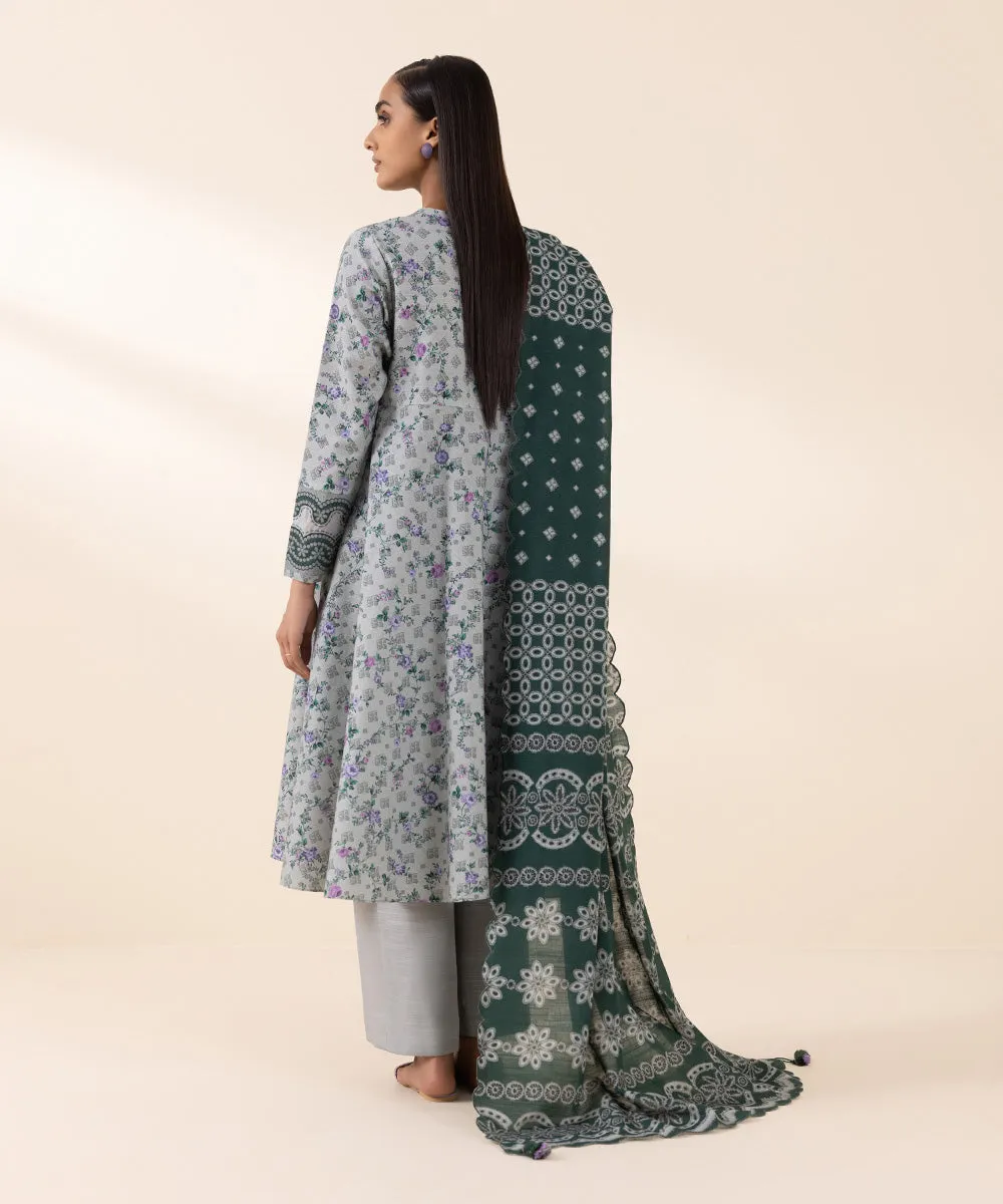 3 Piece - Printed Khaddar Suit