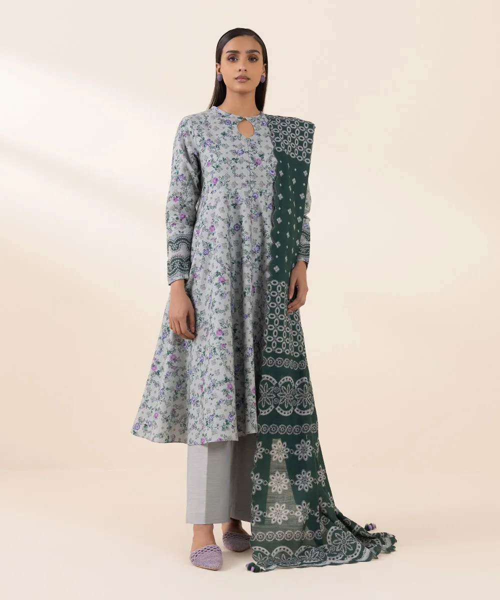 3 Piece - Printed Khaddar Suit