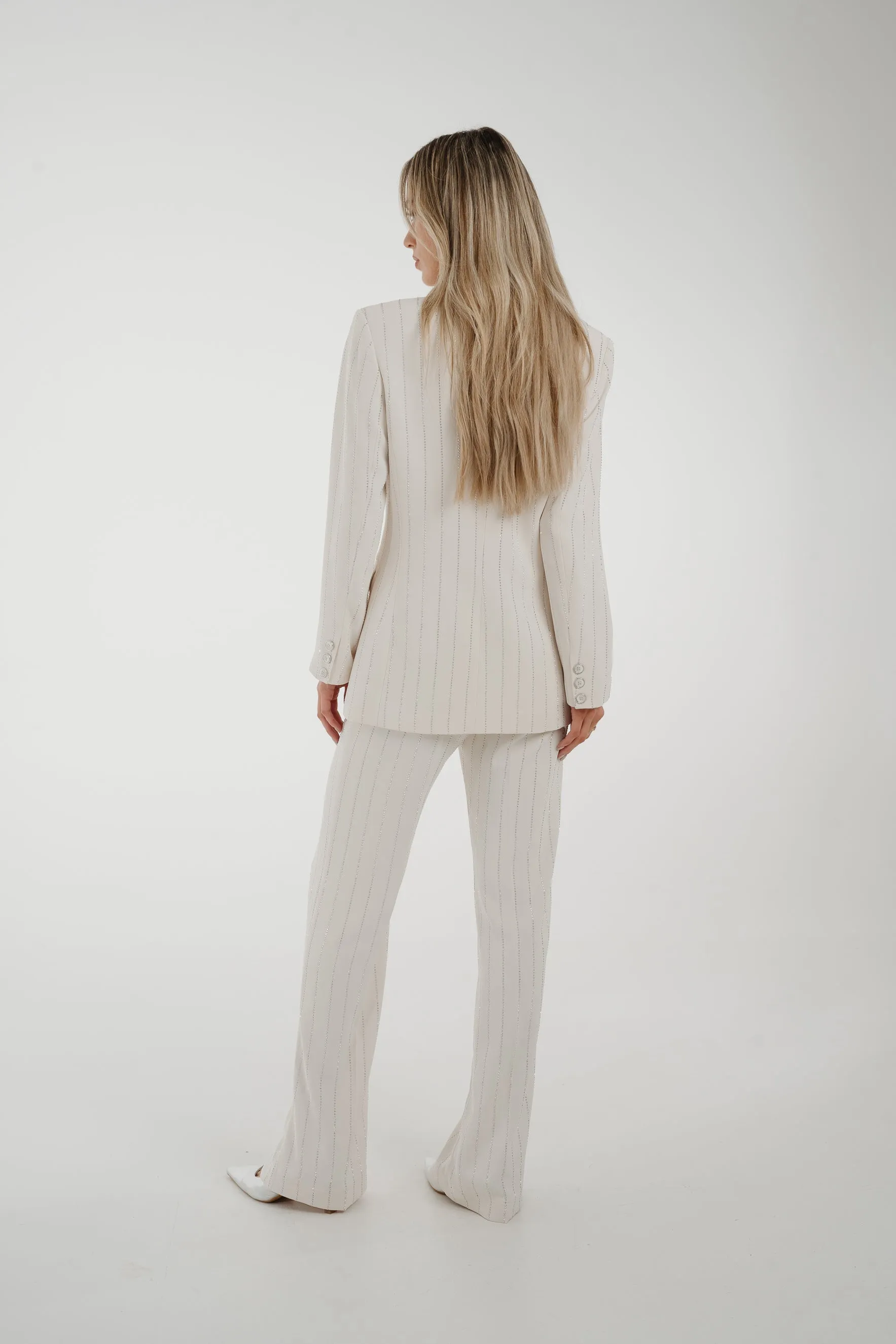 Alana Sparkle Pinstripe Suit In Cream