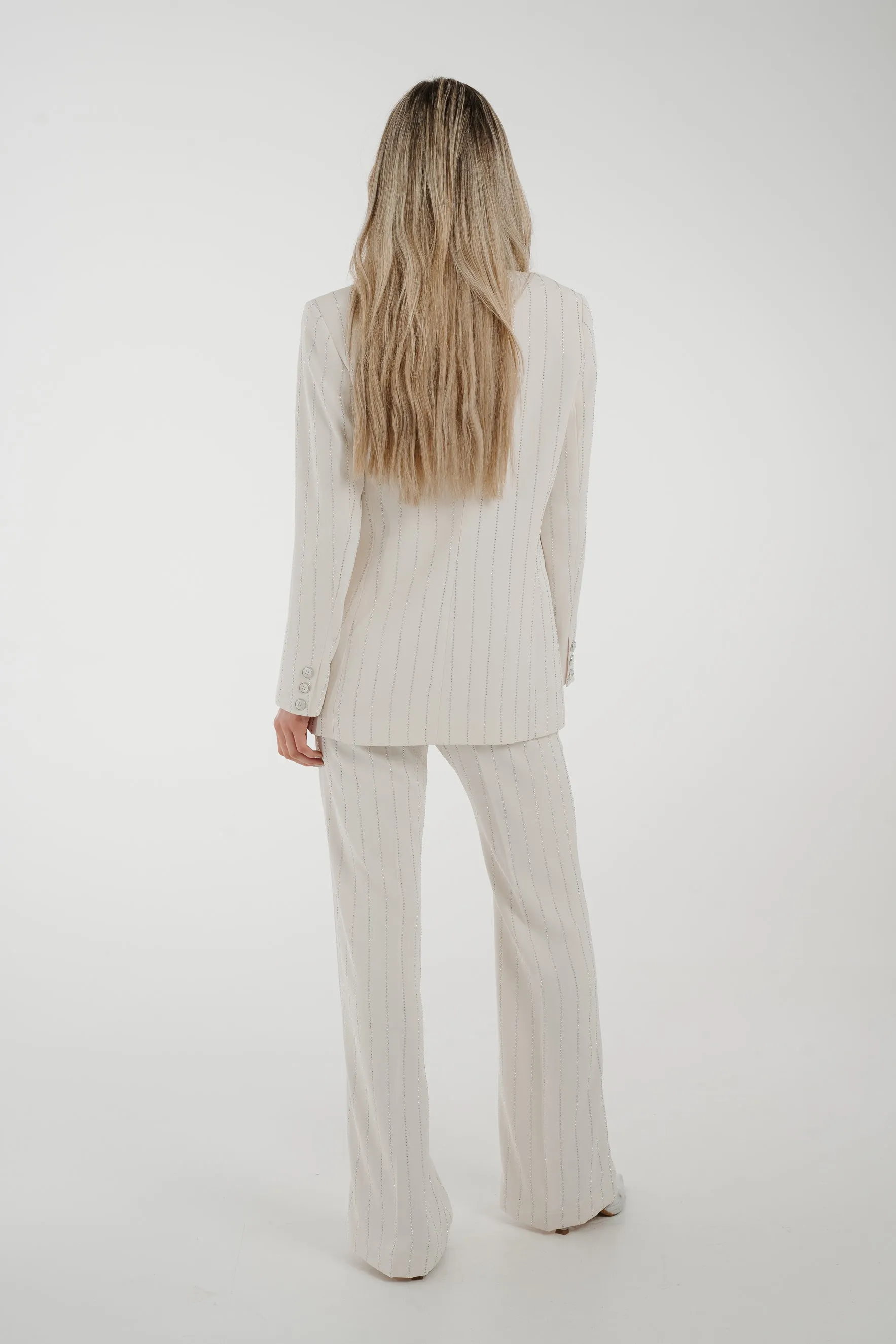 Alana Sparkle Pinstripe Suit In Cream