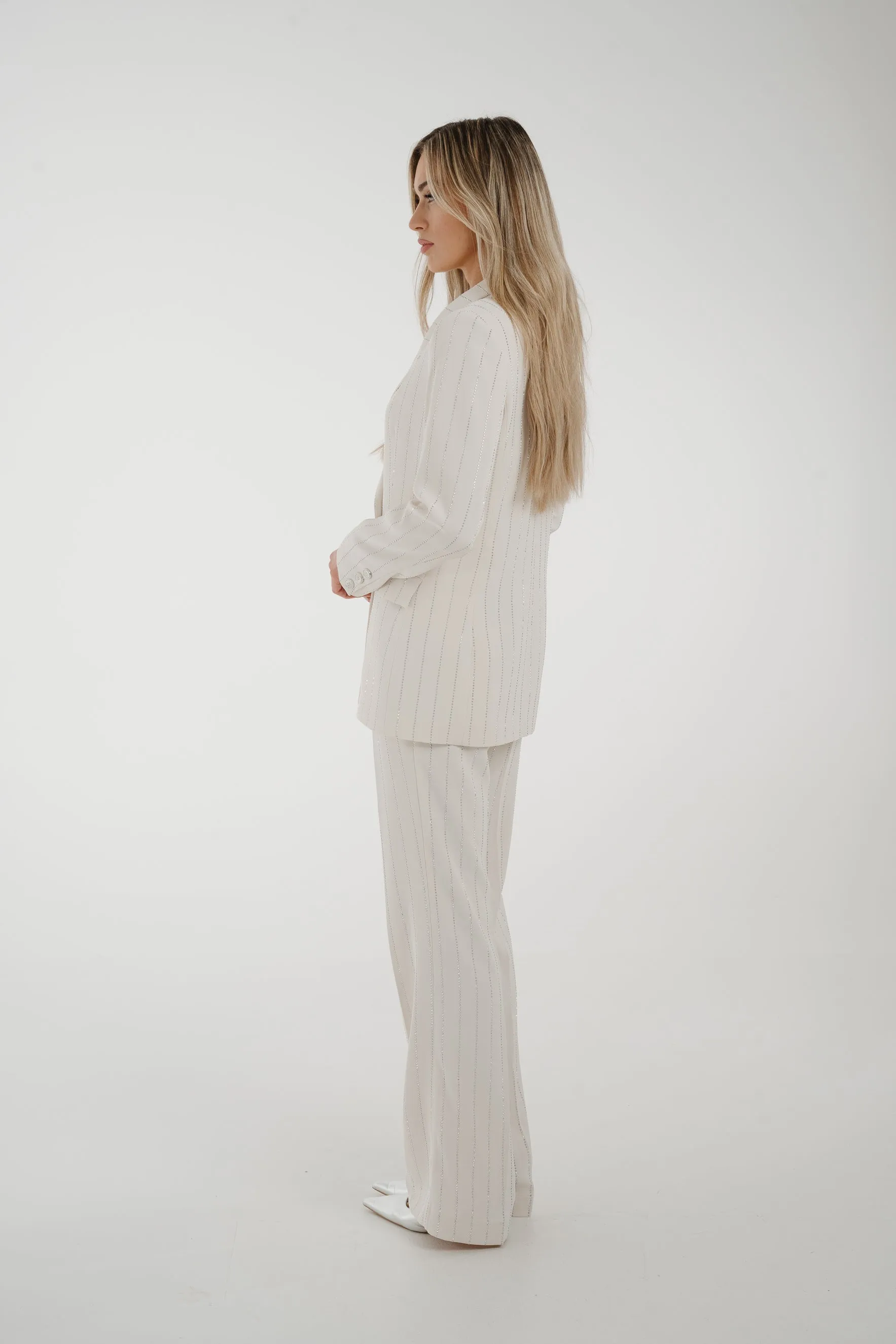 Alana Sparkle Pinstripe Suit In Cream