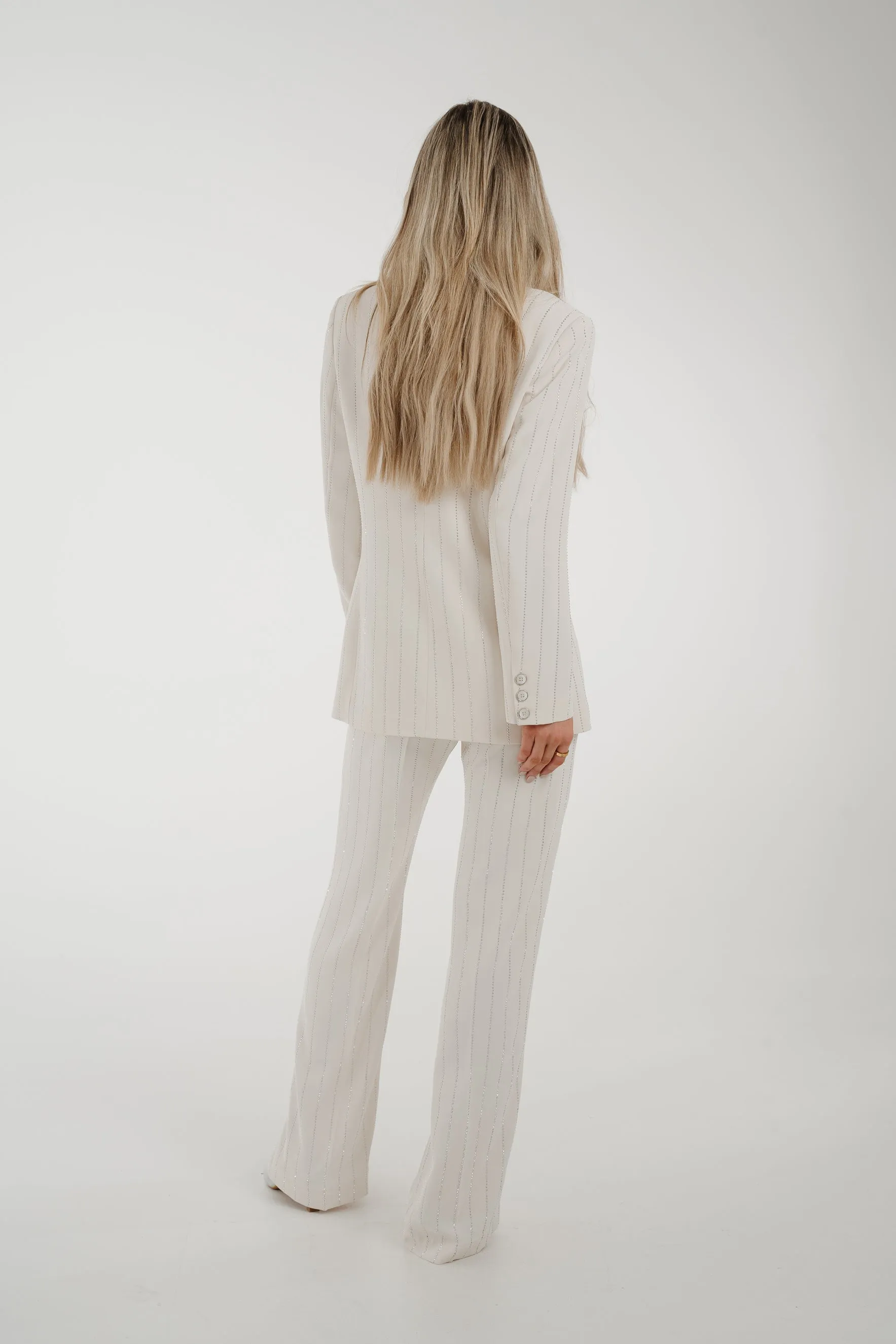 Alana Sparkle Pinstripe Suit In Cream