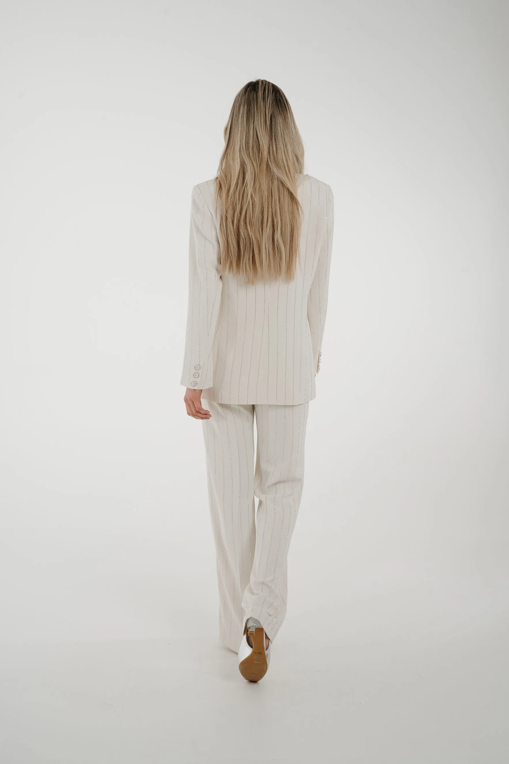 Alana Sparkle Pinstripe Suit In Cream