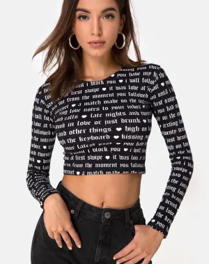 Bonnie Crop Top in Black Love At First Swipe