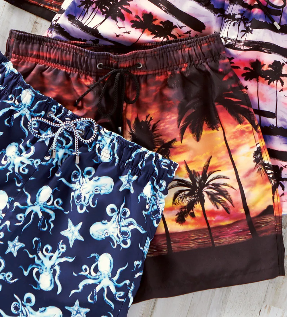 Bugatchi Sunset Palm Swim Trunks