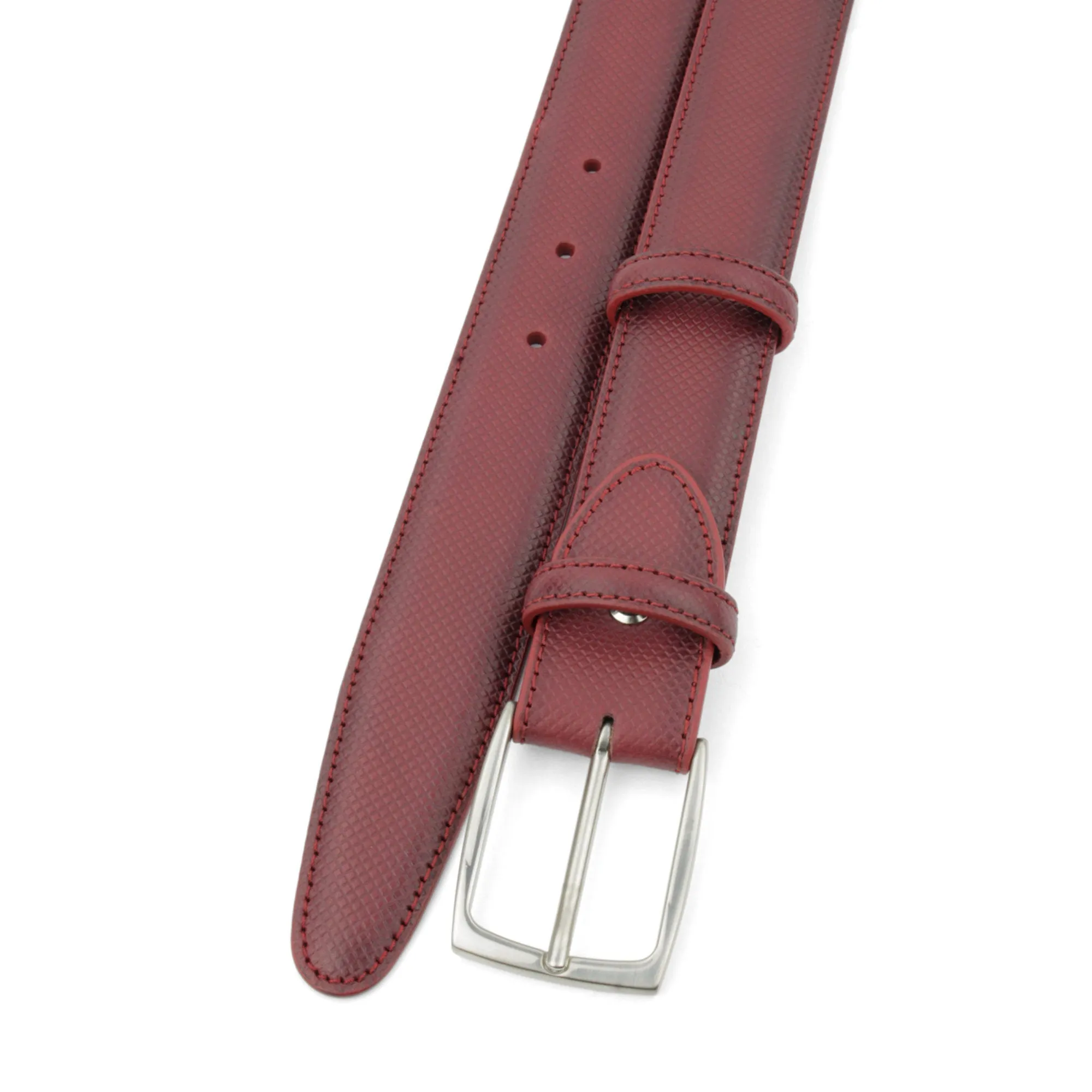 Burgundy Dadino Texture Burnished Prong Belt