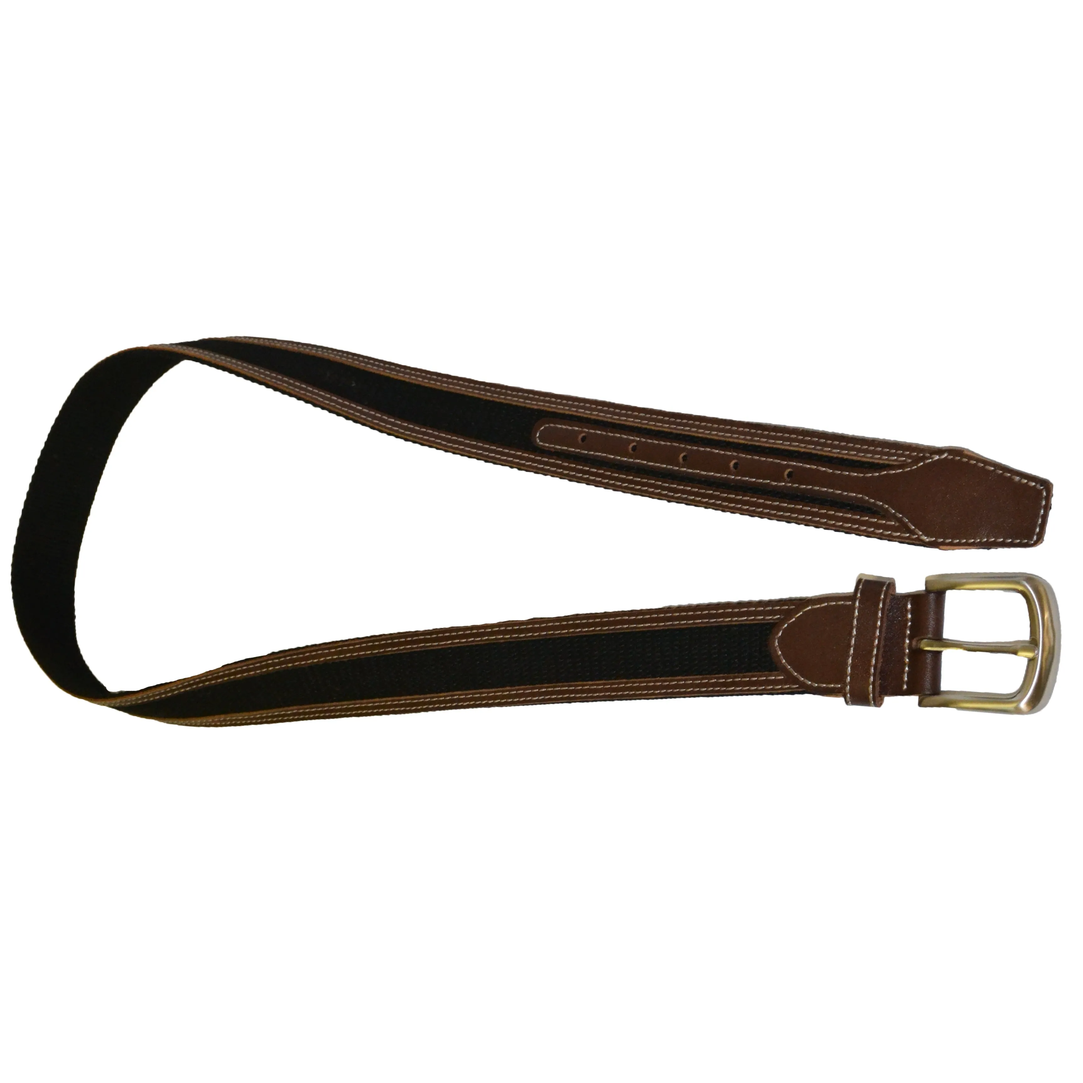 BYRON - Cotton Canvas Men's Black and Brown Leather Belt