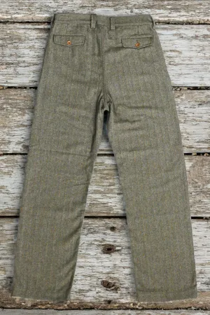 Captain Santors - Herringbone Legionario Trousers in muted military green with rust stripes