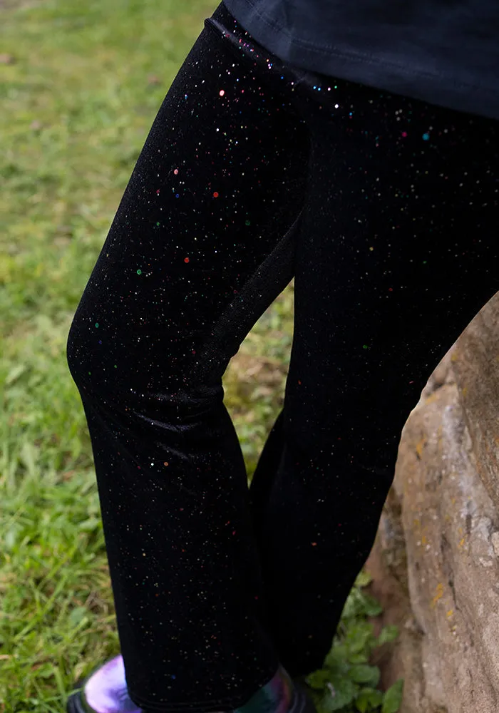 Children's Black Sparkle Velvet Flare Trousers