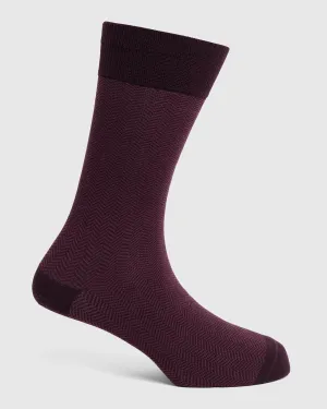 Cotton Maroon Textured Socks - Rio