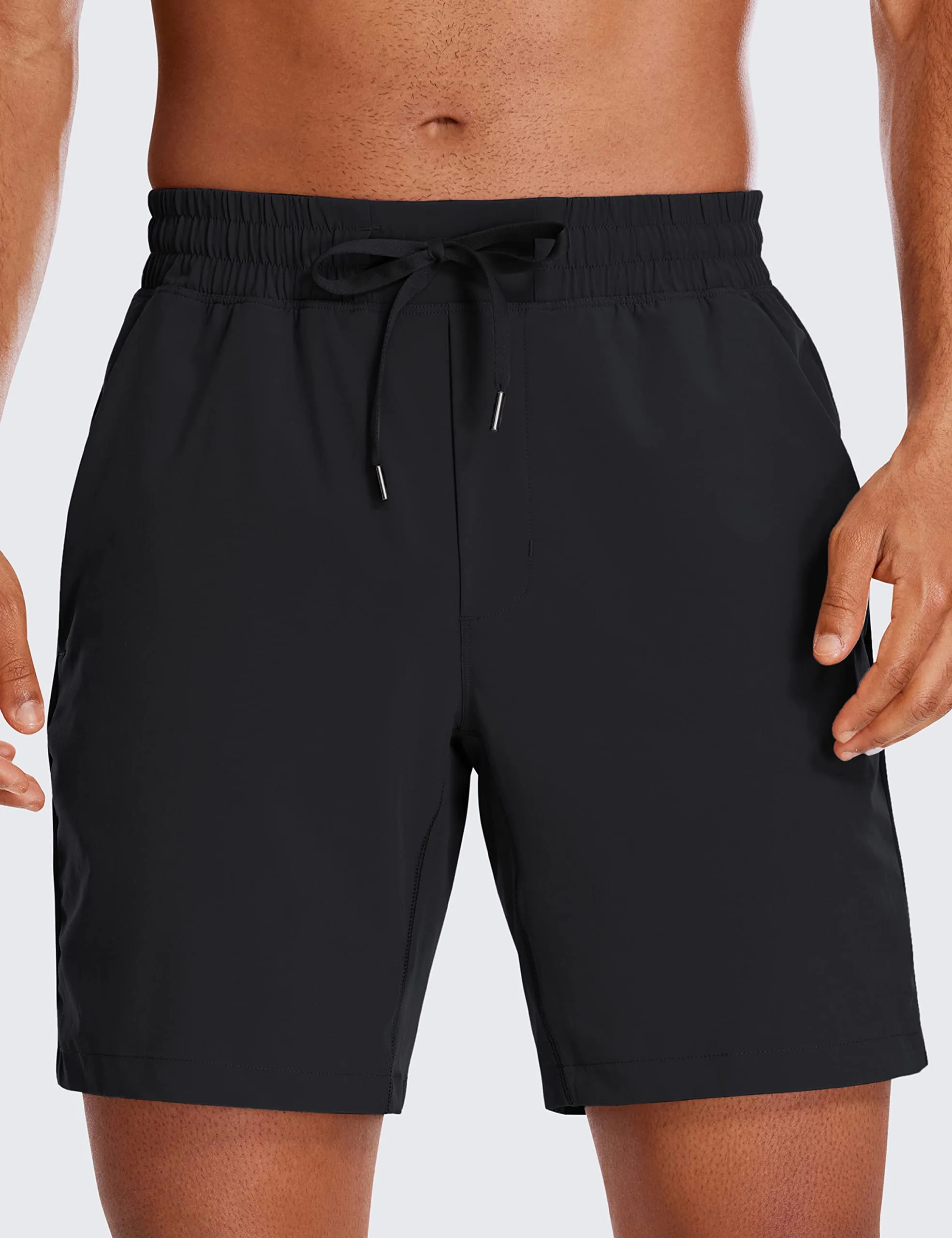 CRZ YOGA Men's 2 in 1 Running Shorts with Liner - 7'' Quick Dry Workout Sports Athletic Shorts with Pockets Black Small