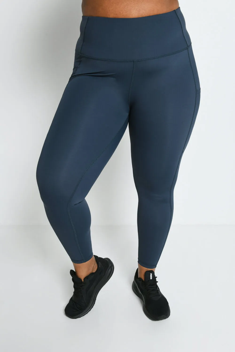 Curve Energise 7/8 High Waisted Gym Leggings - Thunder Blue