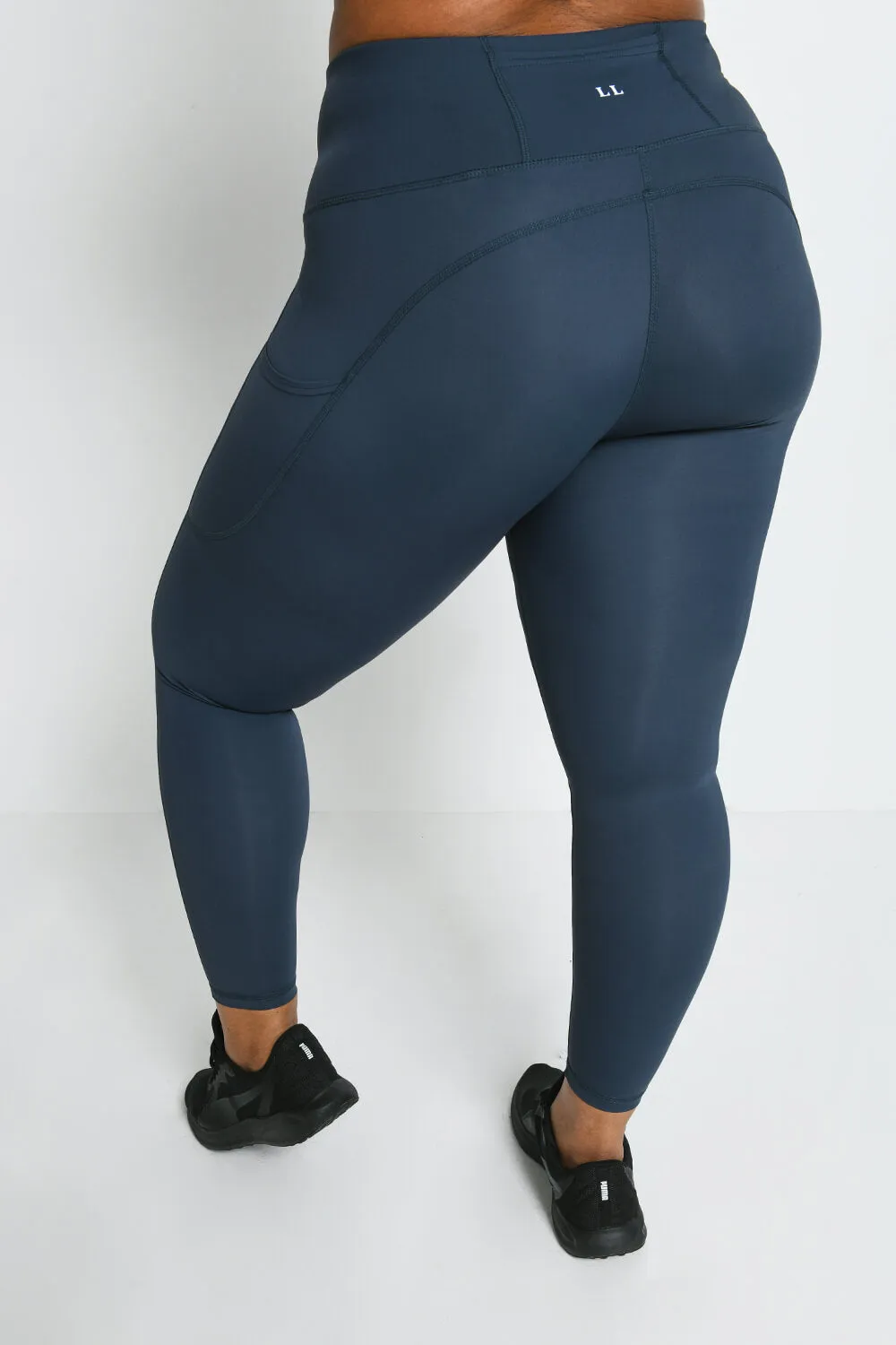 Curve Energise 7/8 High Waisted Gym Leggings - Thunder Blue