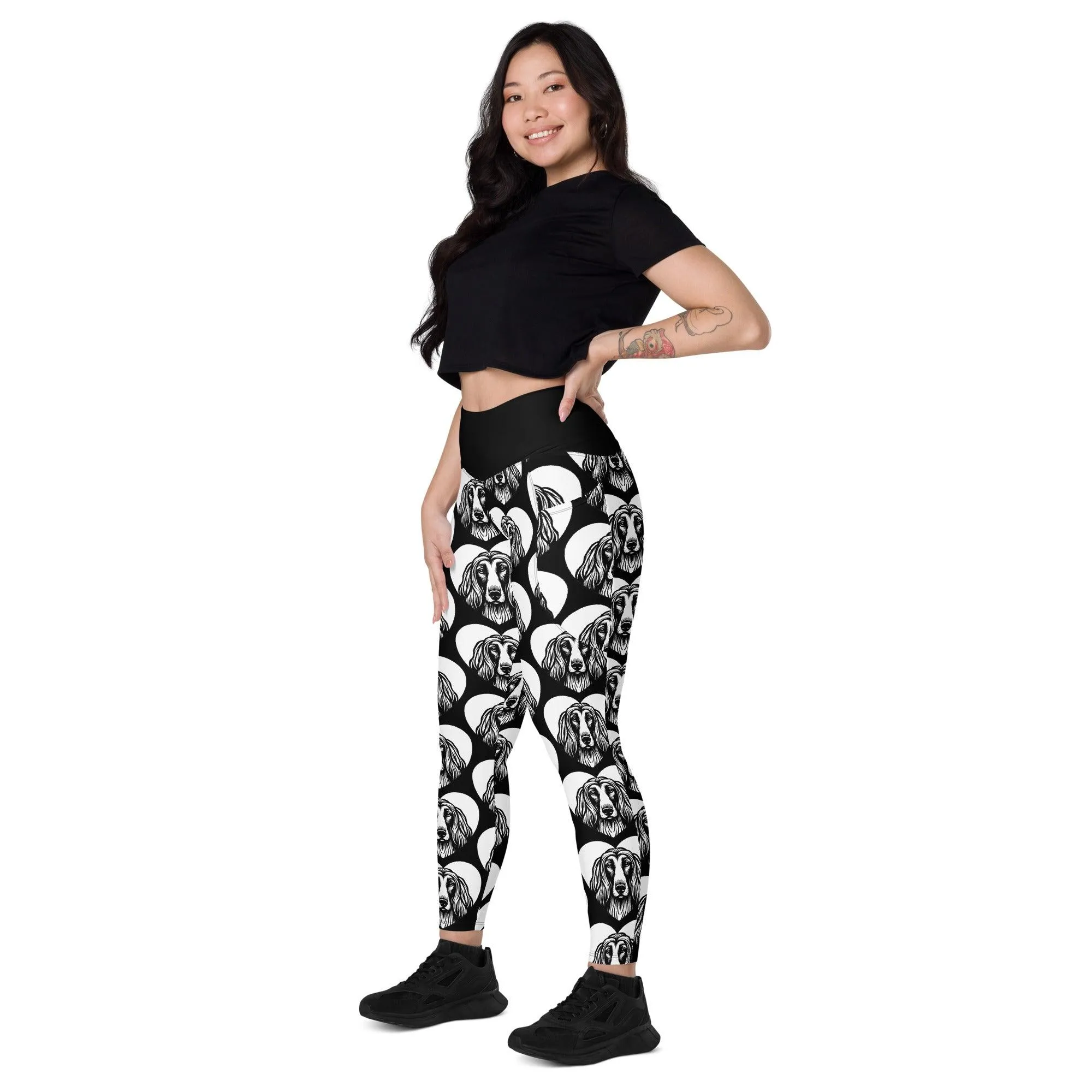 DOG BREED LEGGINGS with pockets - AFGHAN HOUND - HERTTAHOUND