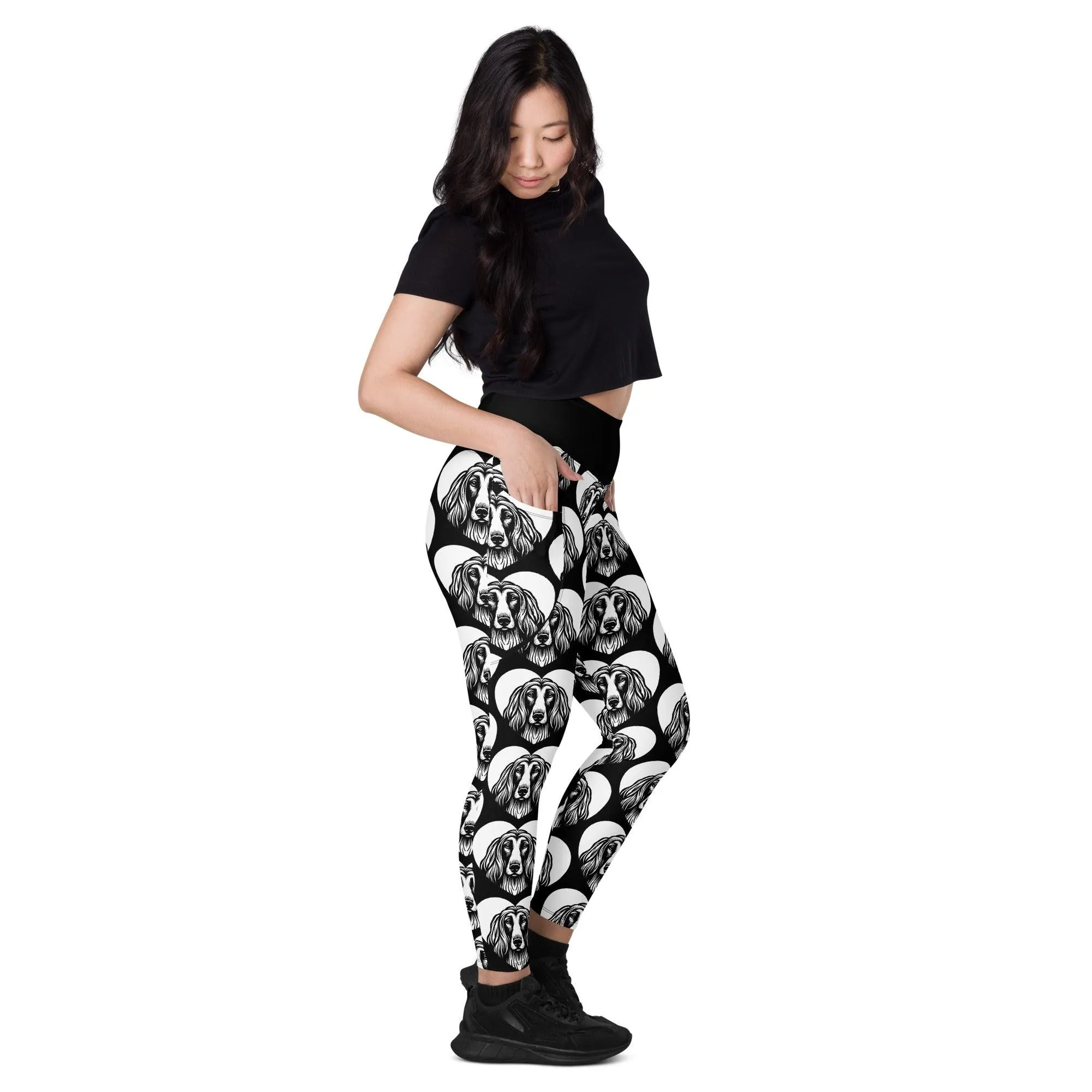 DOG BREED LEGGINGS with pockets - AFGHAN HOUND - HERTTAHOUND