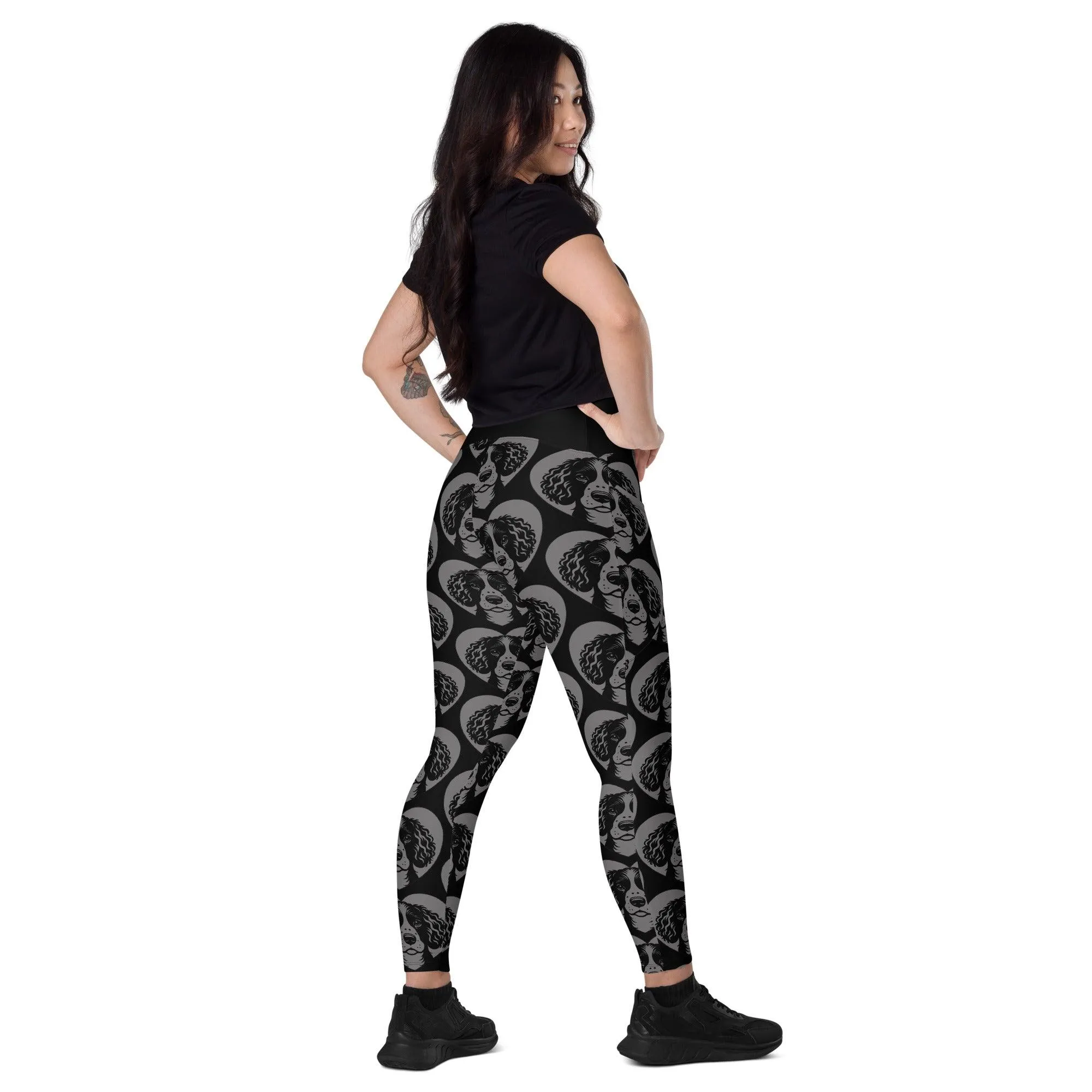 DOG BREED LEGGINGS with pockets - AMERICAN WATER SPANIEL - HERTTAHOUND - grey