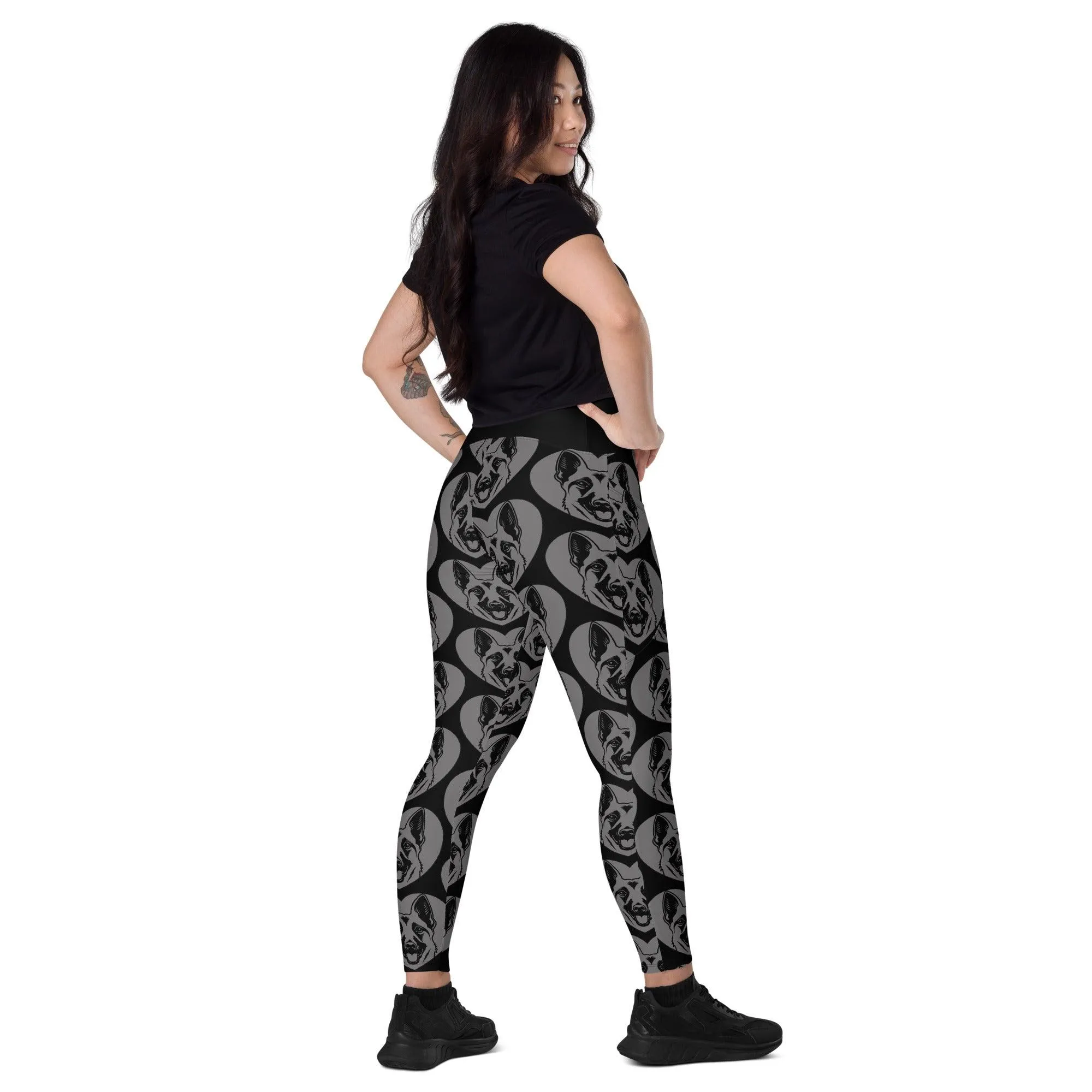 DOG BREED LEGGINGS with pockets - BELGIAN MALINOIS - HERTTAHOUND - grey