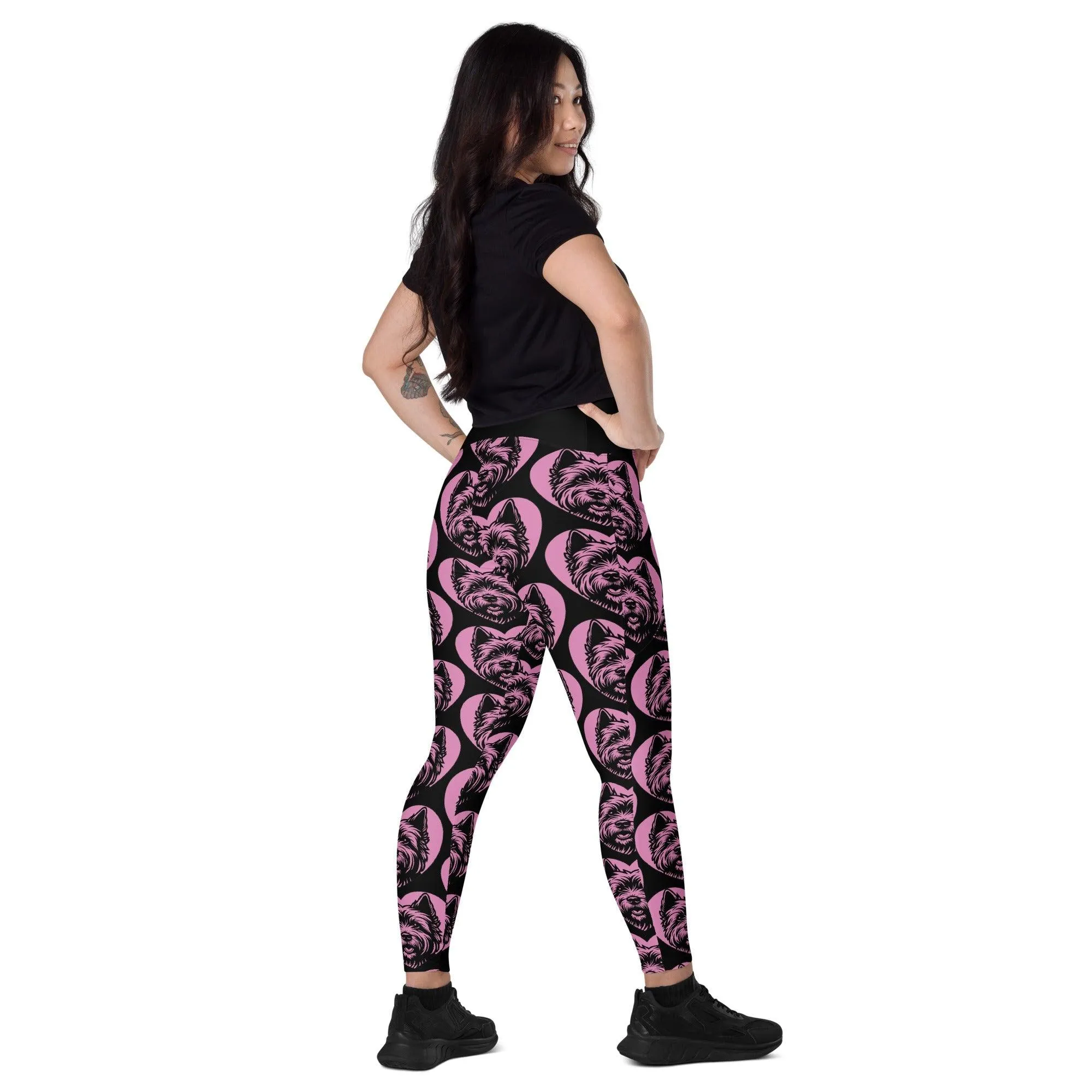 DOG BREED LEGGINGS with pockets - CAIRN TERRIER - HERTTAHOUND - pink