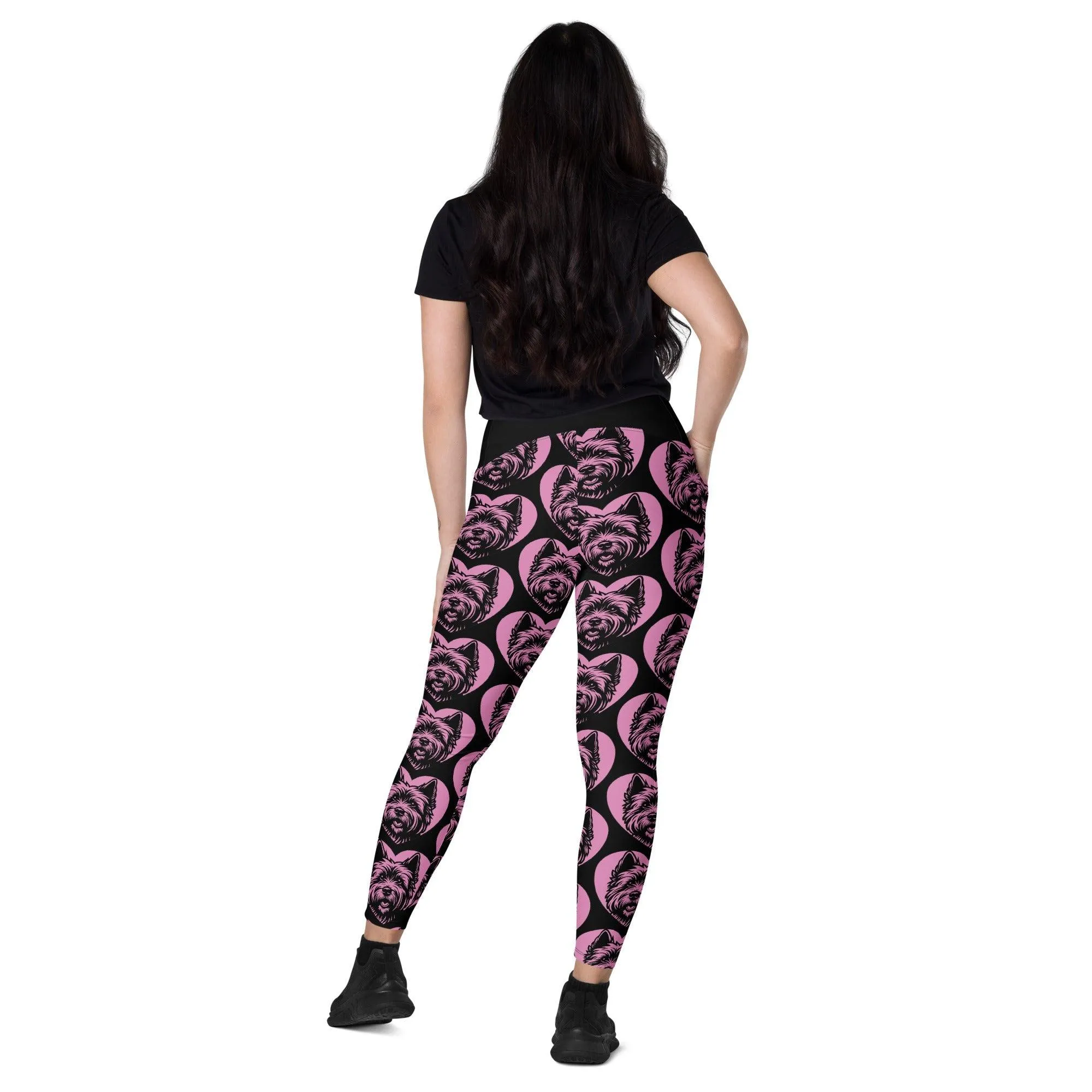 DOG BREED LEGGINGS with pockets - CAIRN TERRIER - HERTTAHOUND - pink