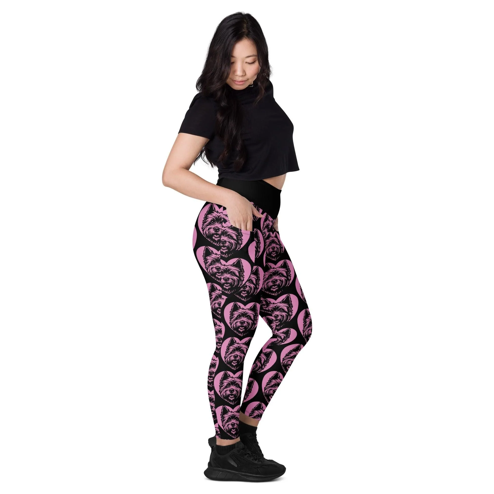 DOG BREED LEGGINGS with pockets - CAIRN TERRIER - HERTTAHOUND - pink