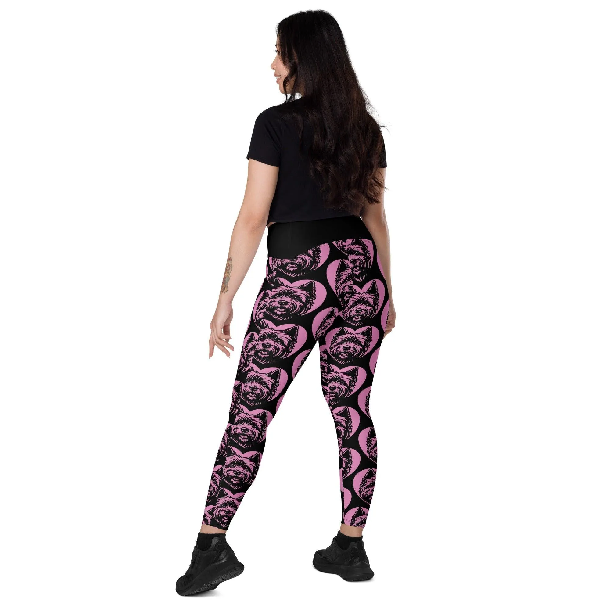 DOG BREED LEGGINGS with pockets - CAIRN TERRIER - HERTTAHOUND - pink