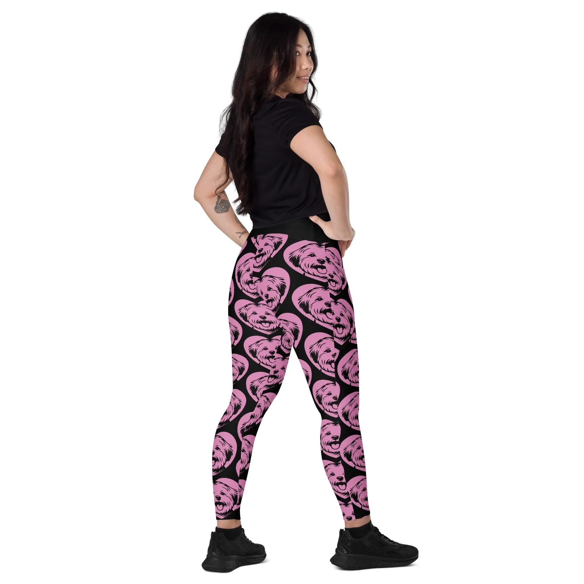 DOG BREED LEGGINGS with pockets - COTON DE TULÉAR - HERTTAHOUND - pink