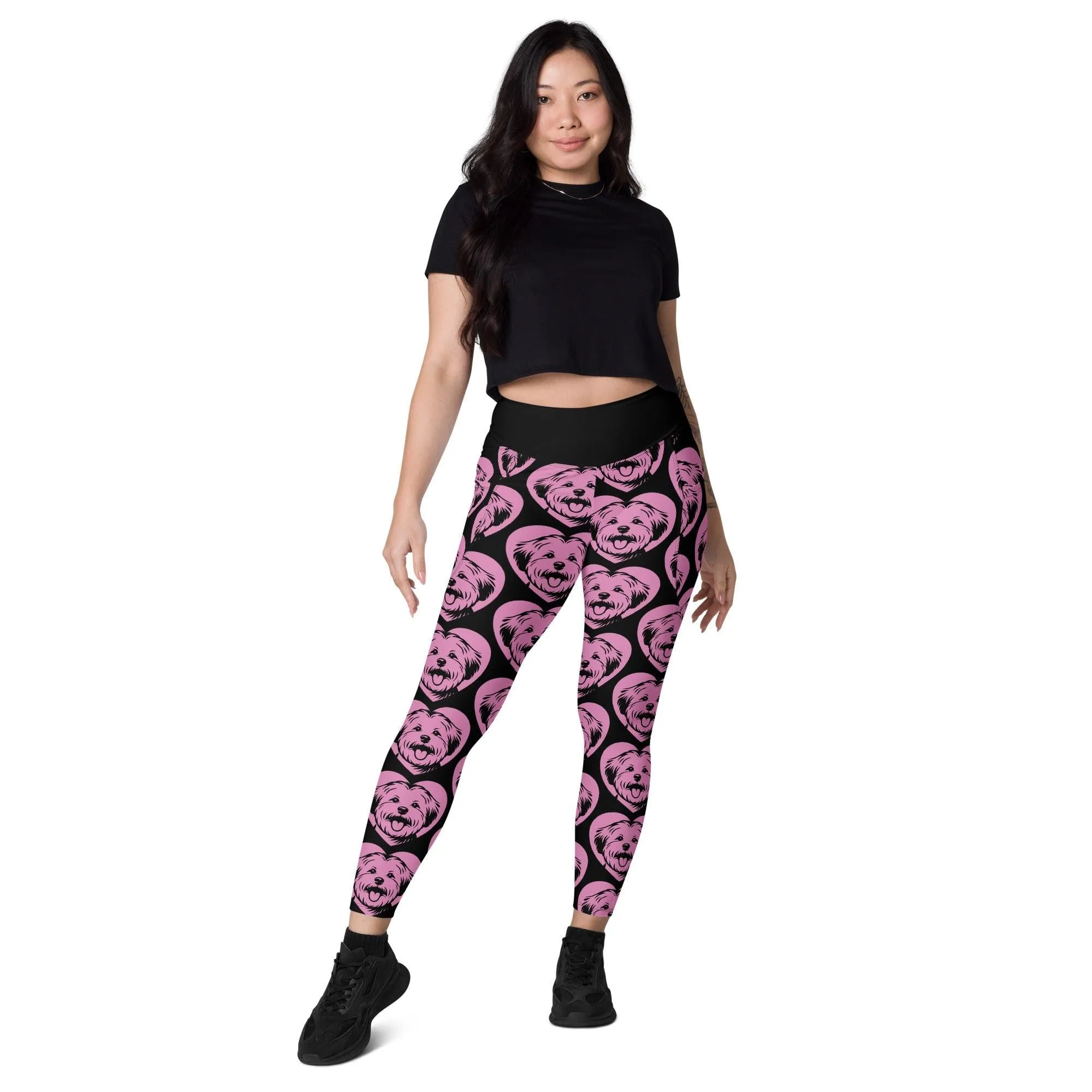 DOG BREED LEGGINGS with pockets - COTON DE TULÉAR - HERTTAHOUND - pink