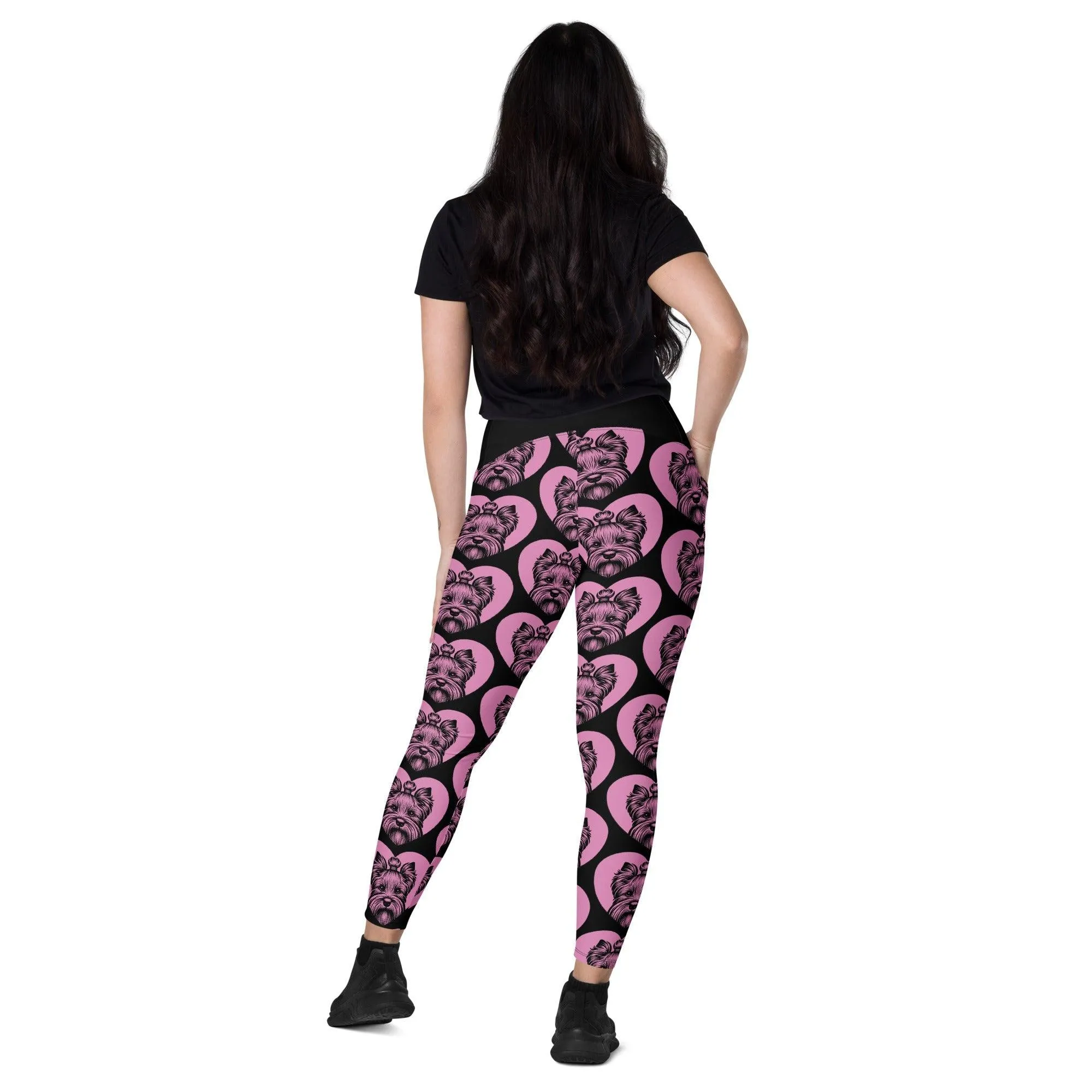 DOG BREED LEGGINGS with pockets - DANDIE DINMONT TERRIER - HERTTAHOUND - pink