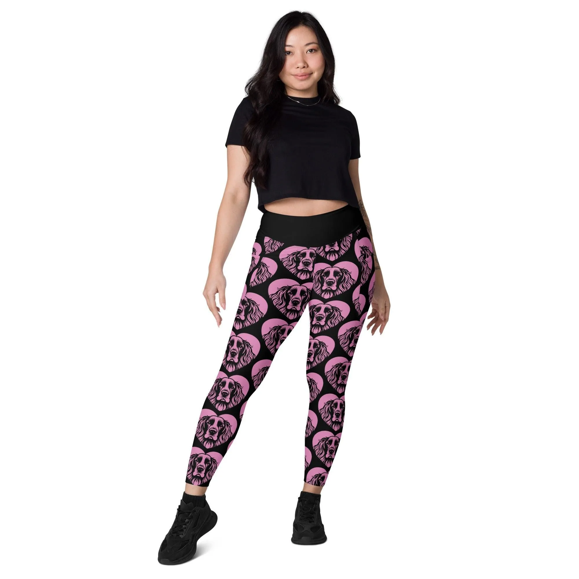 DOG BREED LEGGINGS with pockets - FIELD SPANIEL - HERTTAHOUND - pink