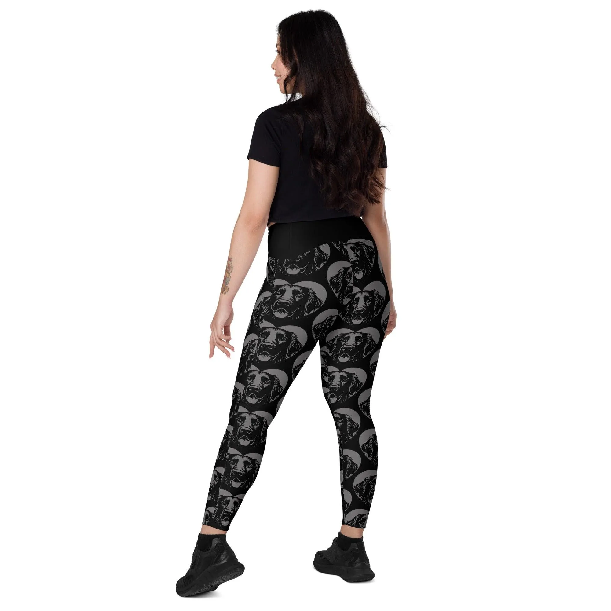 DOG BREED LEGGINGS with pockets - FLAT COATED RETRIEVER - HERTTAHOUND - grey