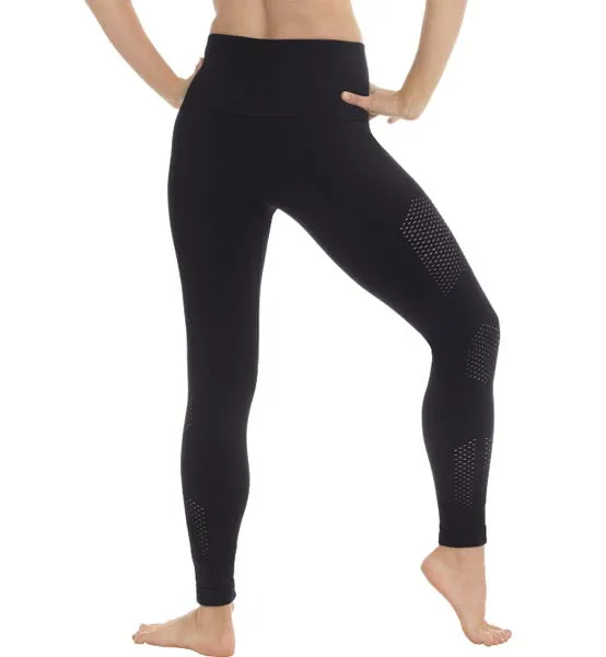 Eurotard 34954 Womens Macro Mesh Side Panel Compression Leggings with Tummy Control Waist