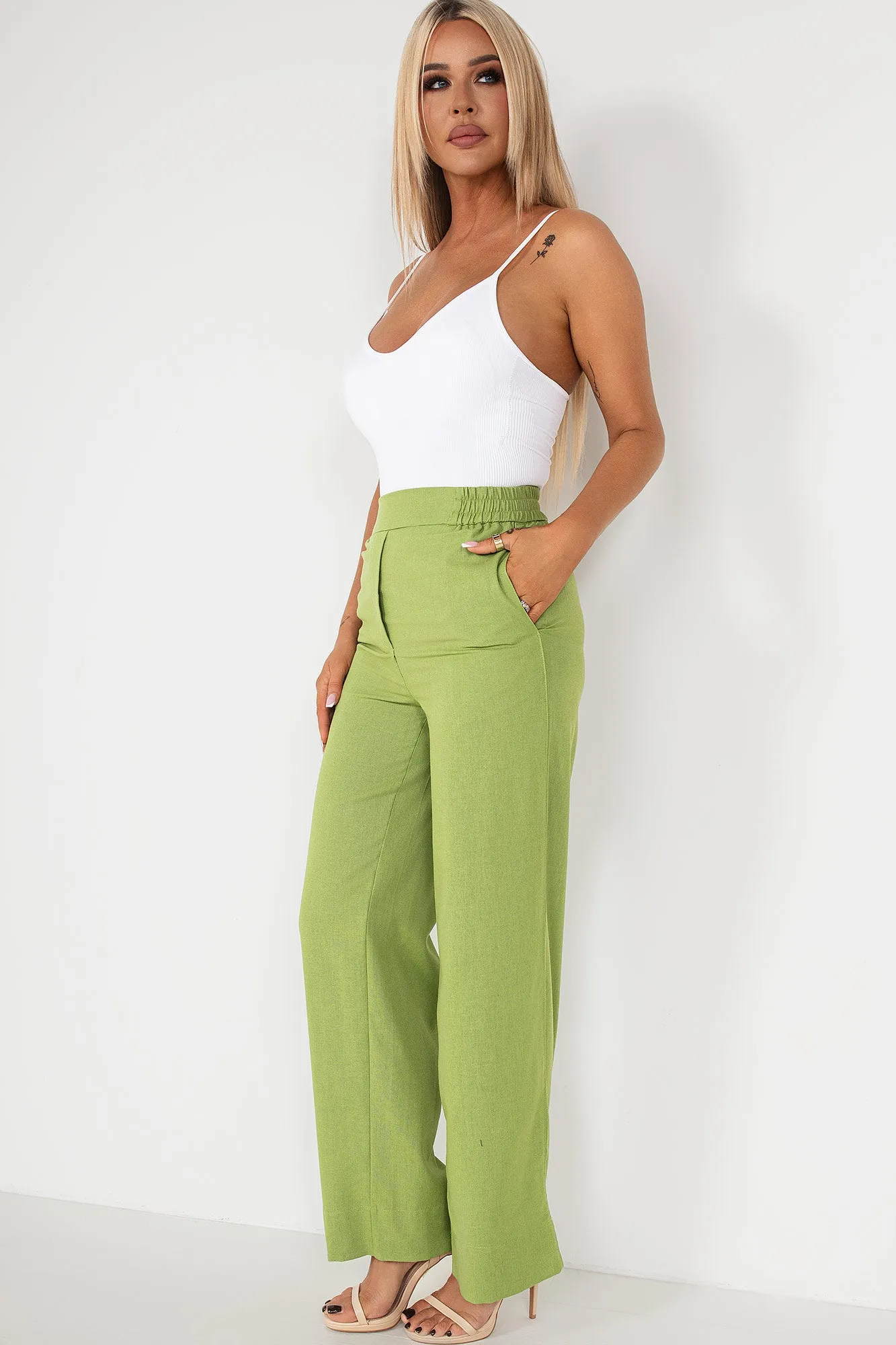 Fern Green Linen Trousers