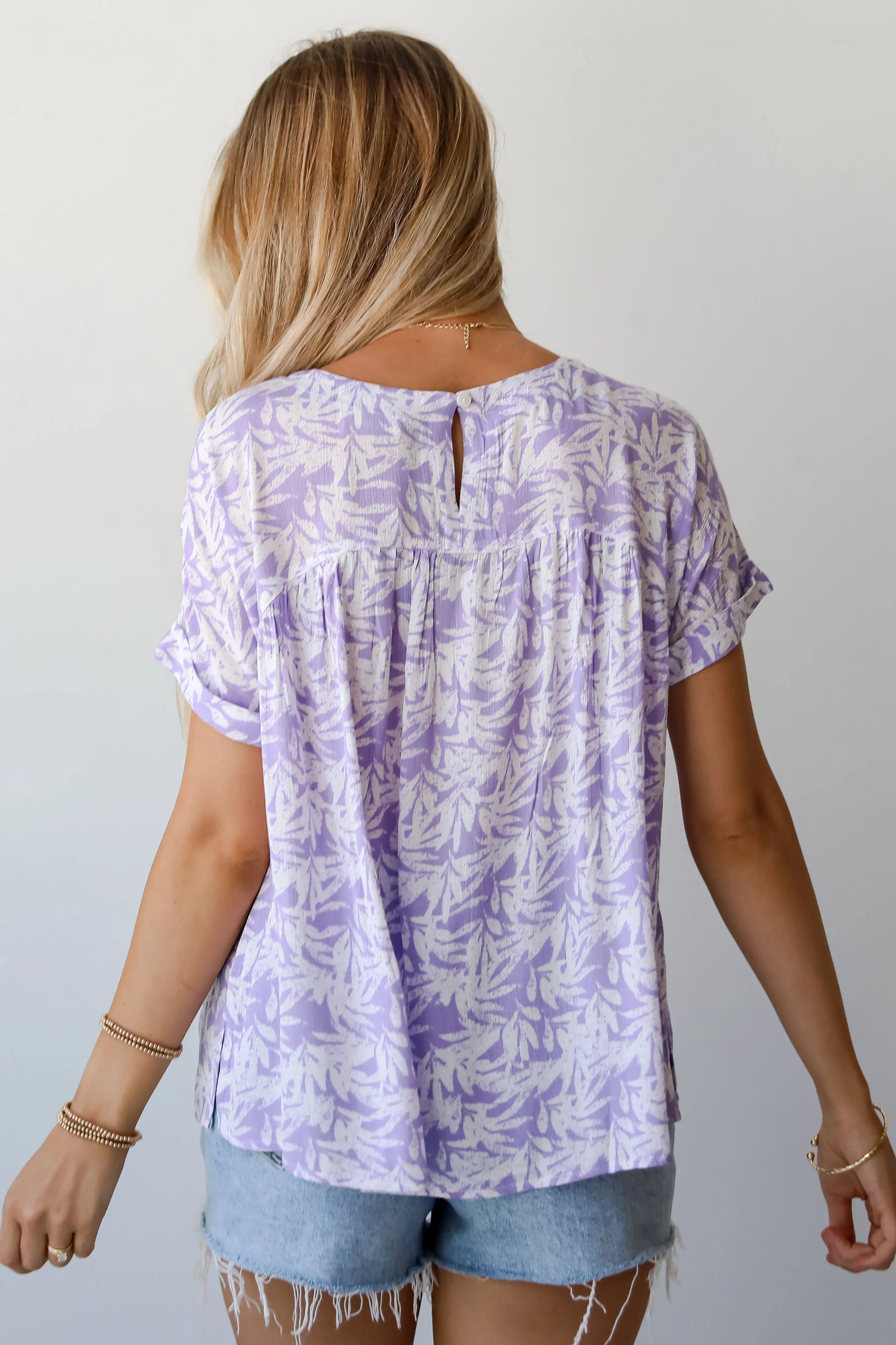 FINAL SALE - Positively Adorable Lavender Tropical Print Blouse