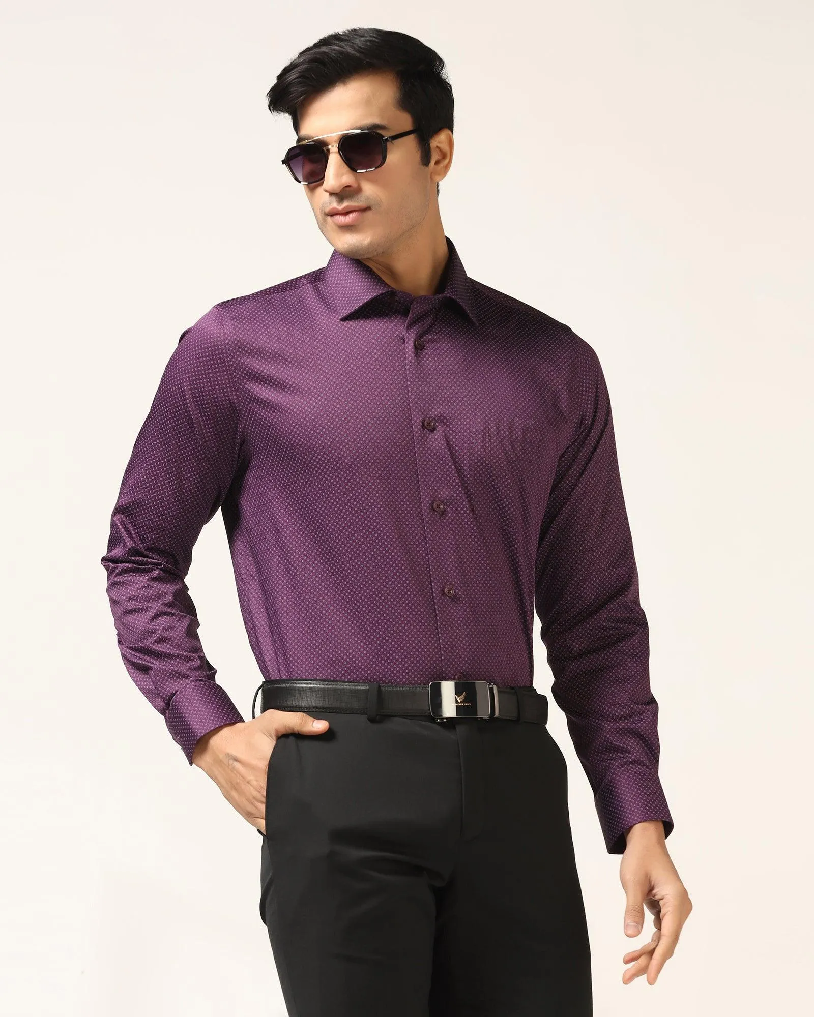 Formal Plum Printed Shirt - Brion