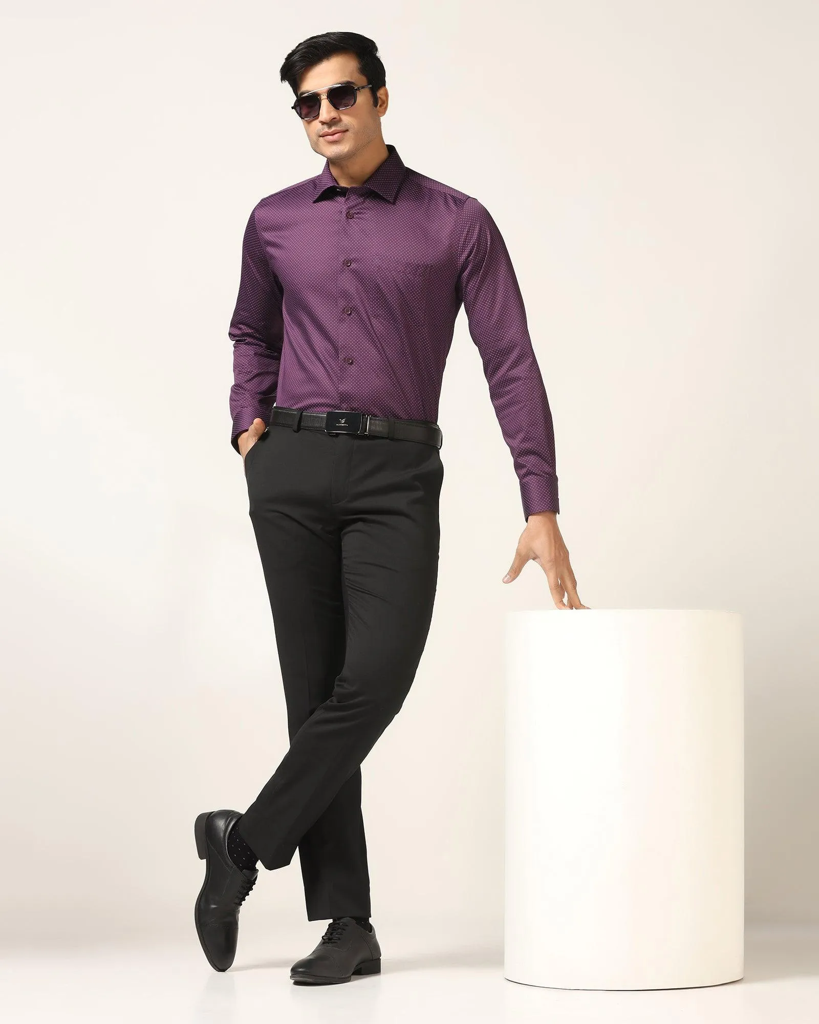 Formal Plum Printed Shirt - Brion