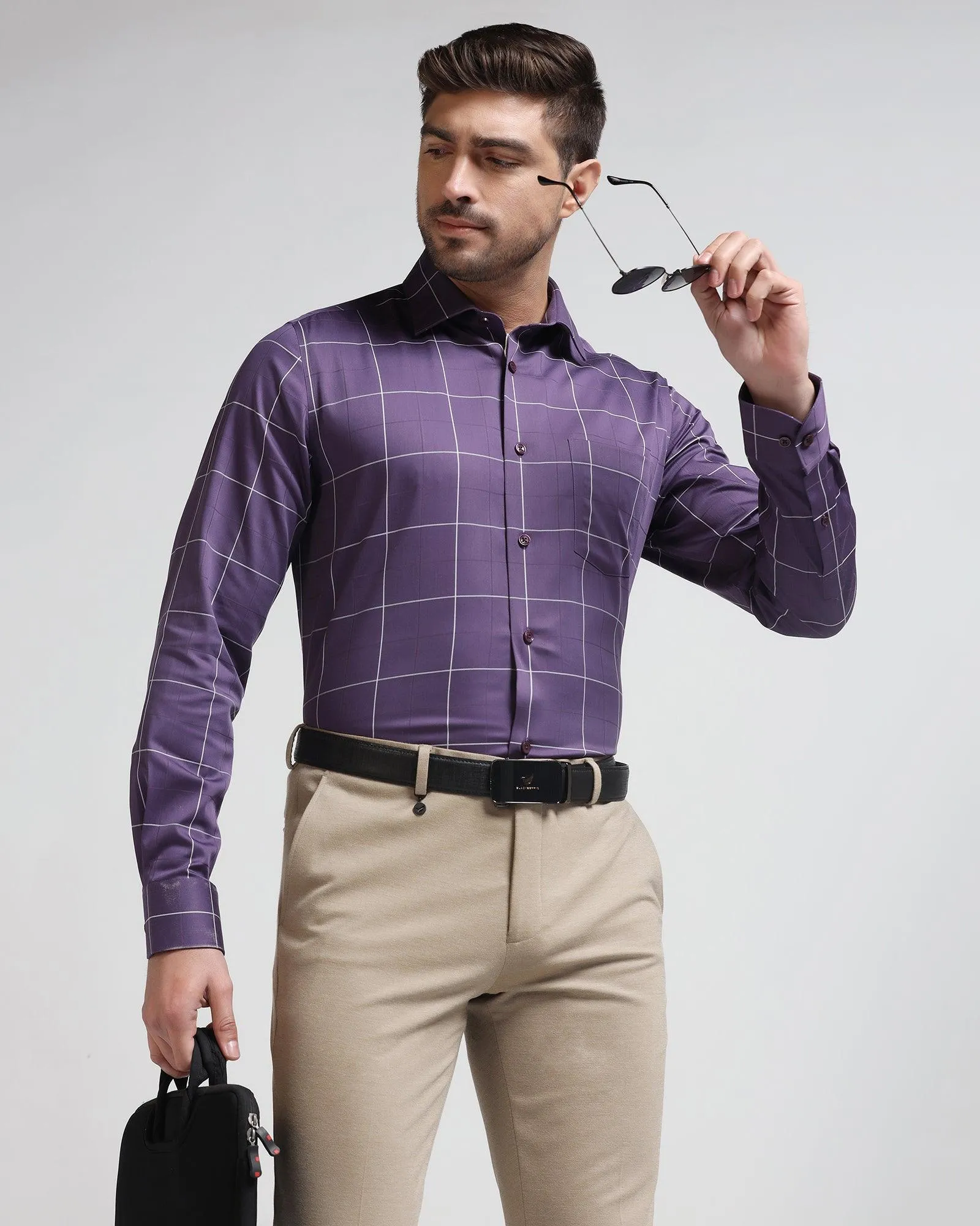 Formal Purple Check Shirt - West