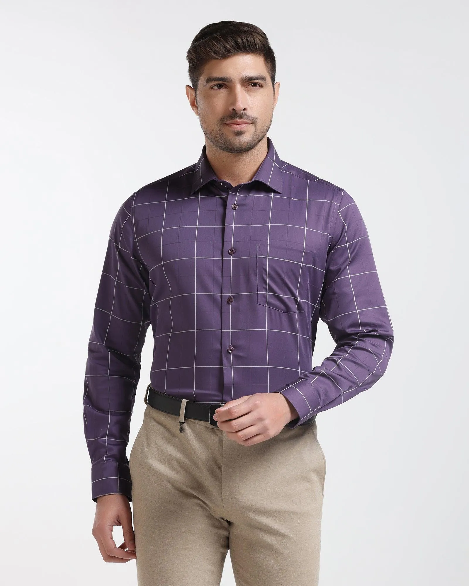 Formal Purple Check Shirt - West