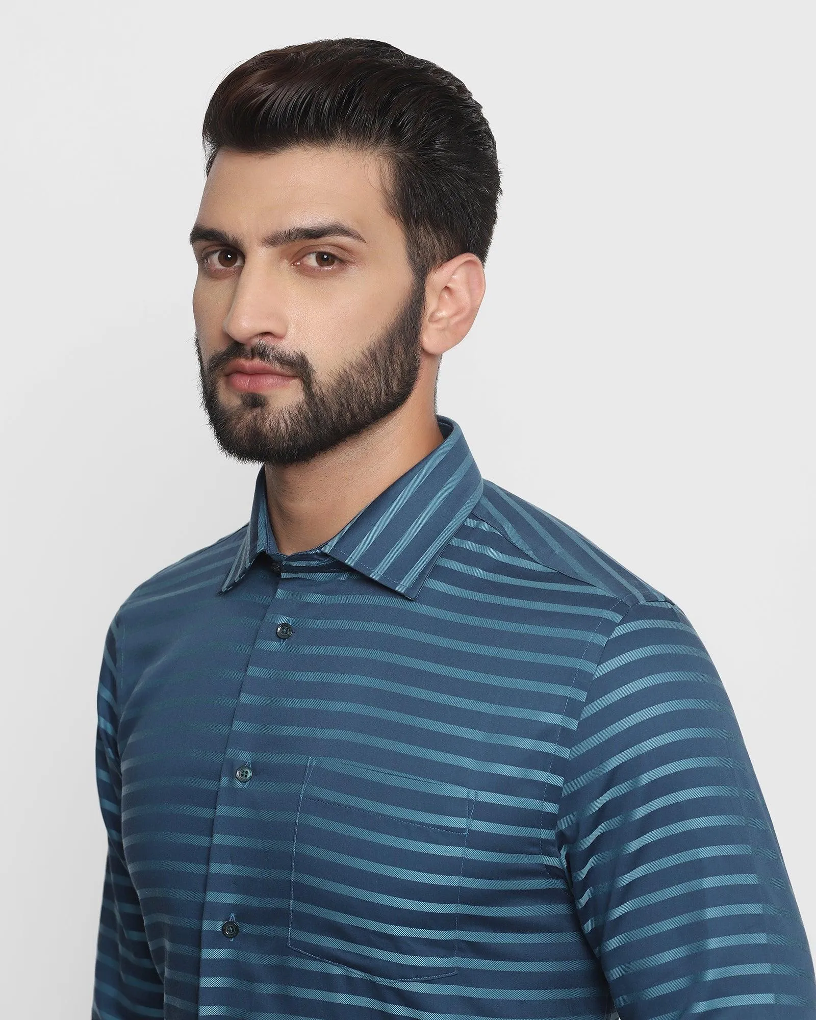 Formal Teal Striped Shirt - Mentos