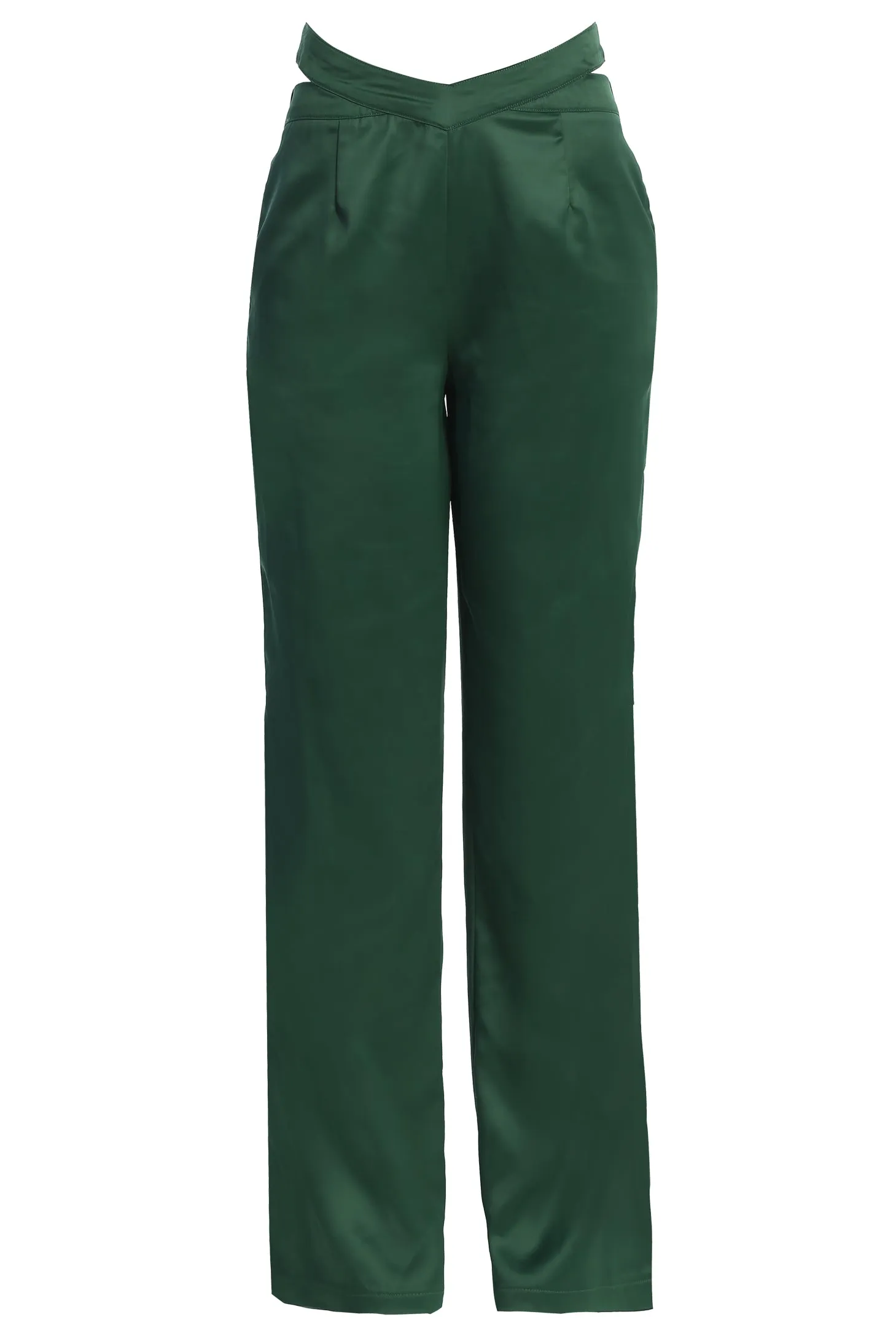 Green Joana Cutout Satin Trousers