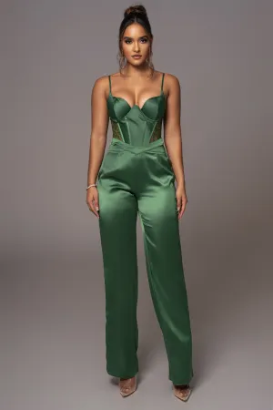 Green Joana Cutout Satin Trousers