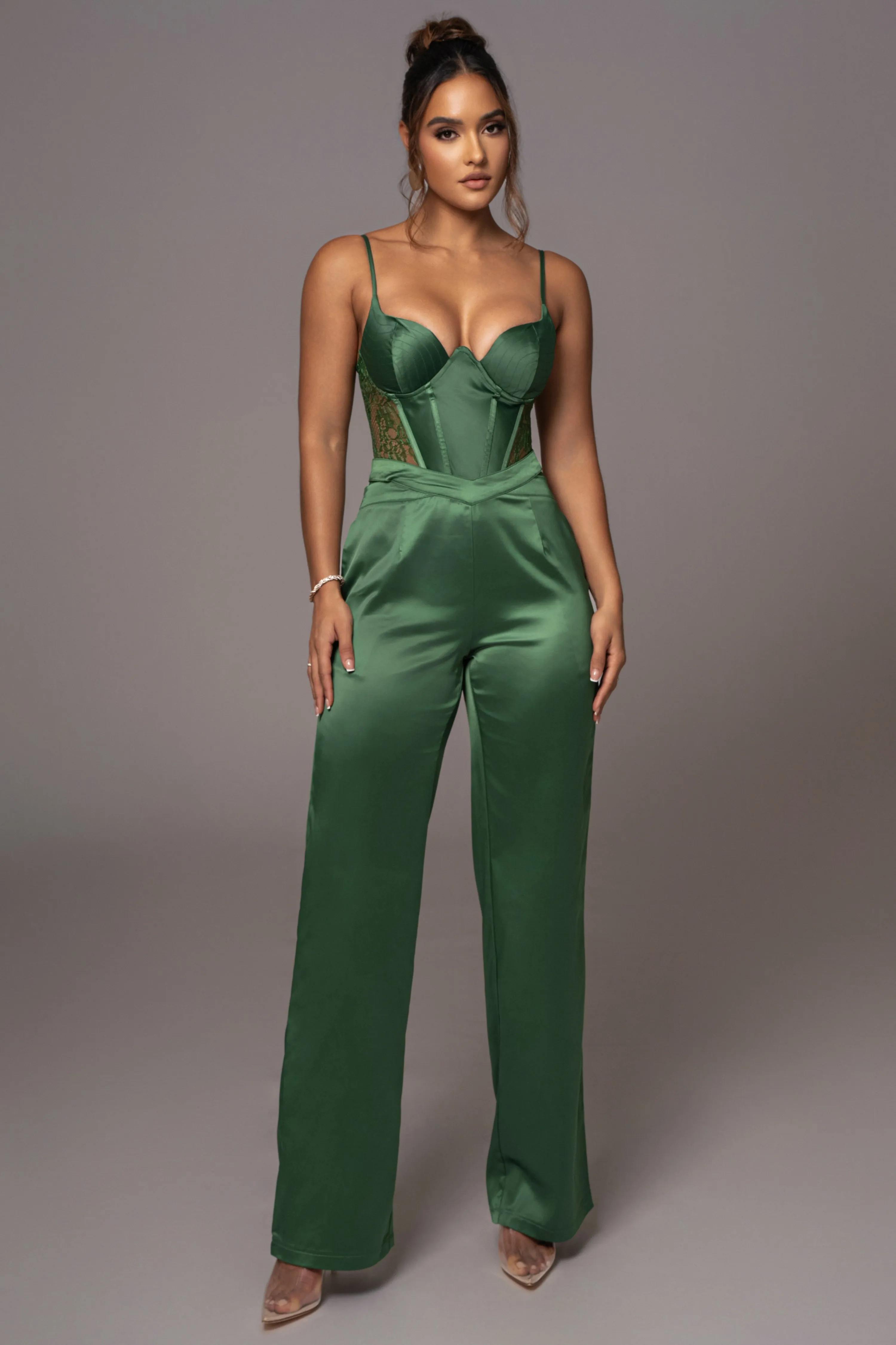 Green Joana Cutout Satin Trousers