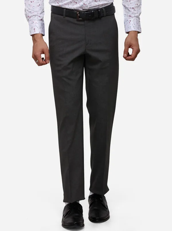 Grey Super Slim Fit Solid Formal Trouser | Greenfibre