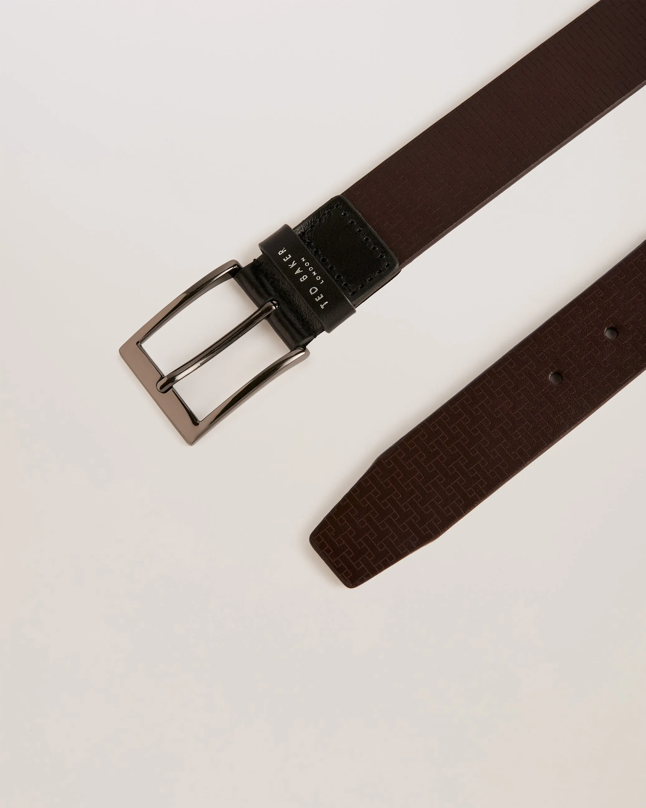 Hady T Etched Leather Belt Black