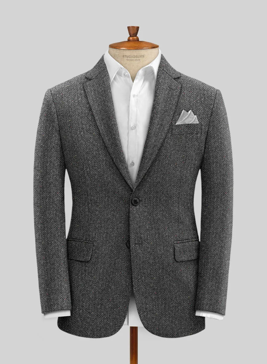 Harris Tweed Charcoal Chevron Suit