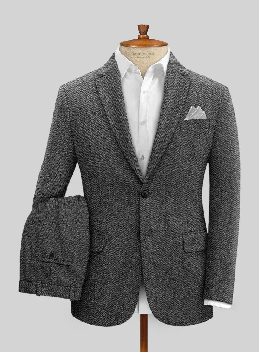 Harris Tweed Charcoal Chevron Suit