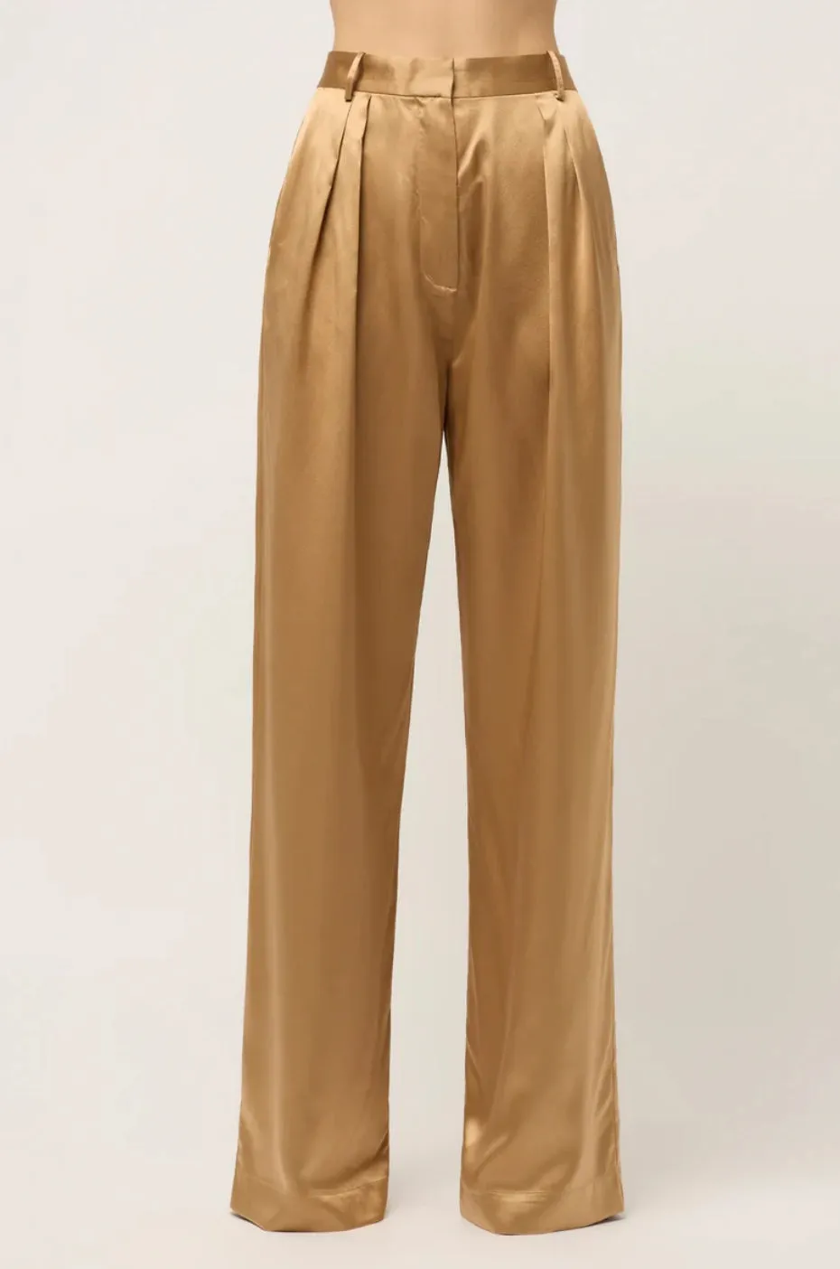 High Waisted Satin Wide Leg Trousers