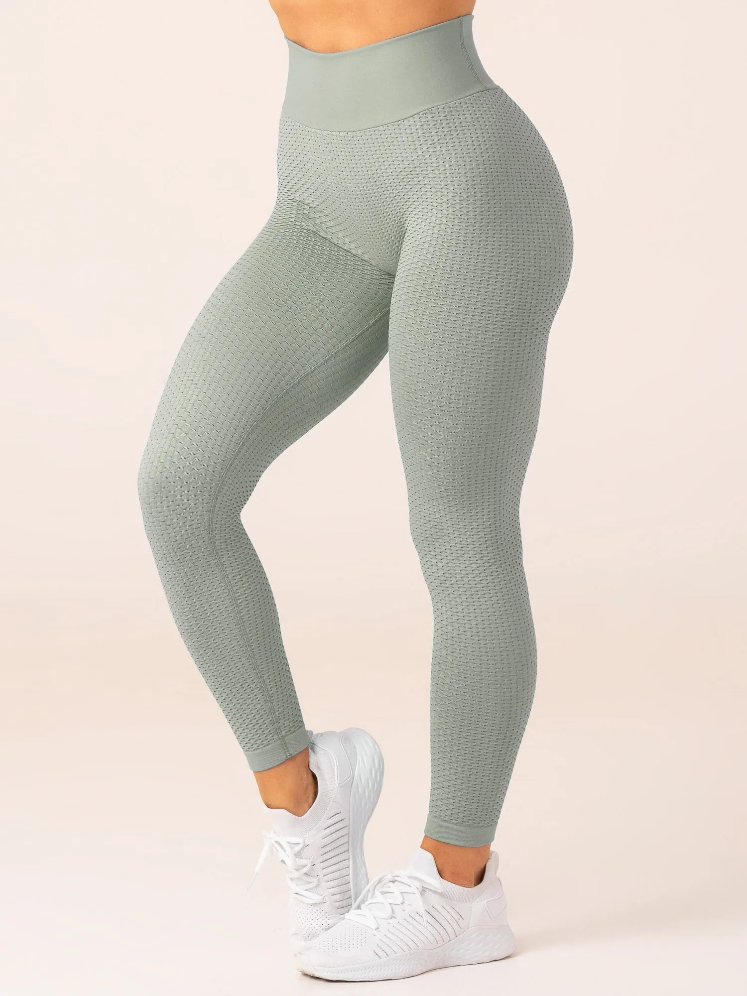 Honeycomb Scrunch Seamless Leggings - Sage