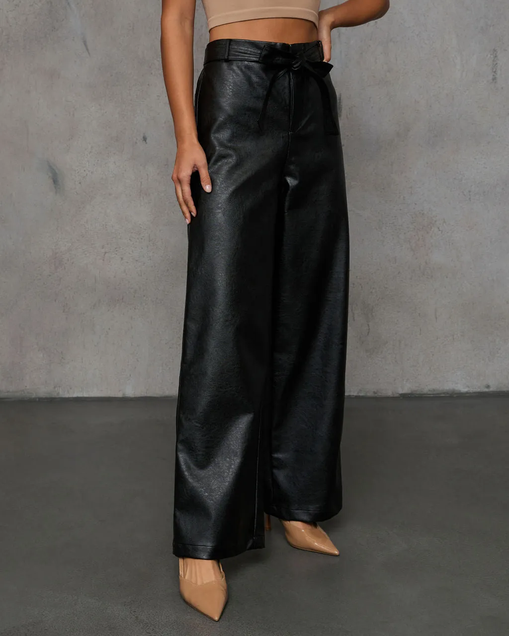 Hudgens Faux Leather Wide Leg Trouser